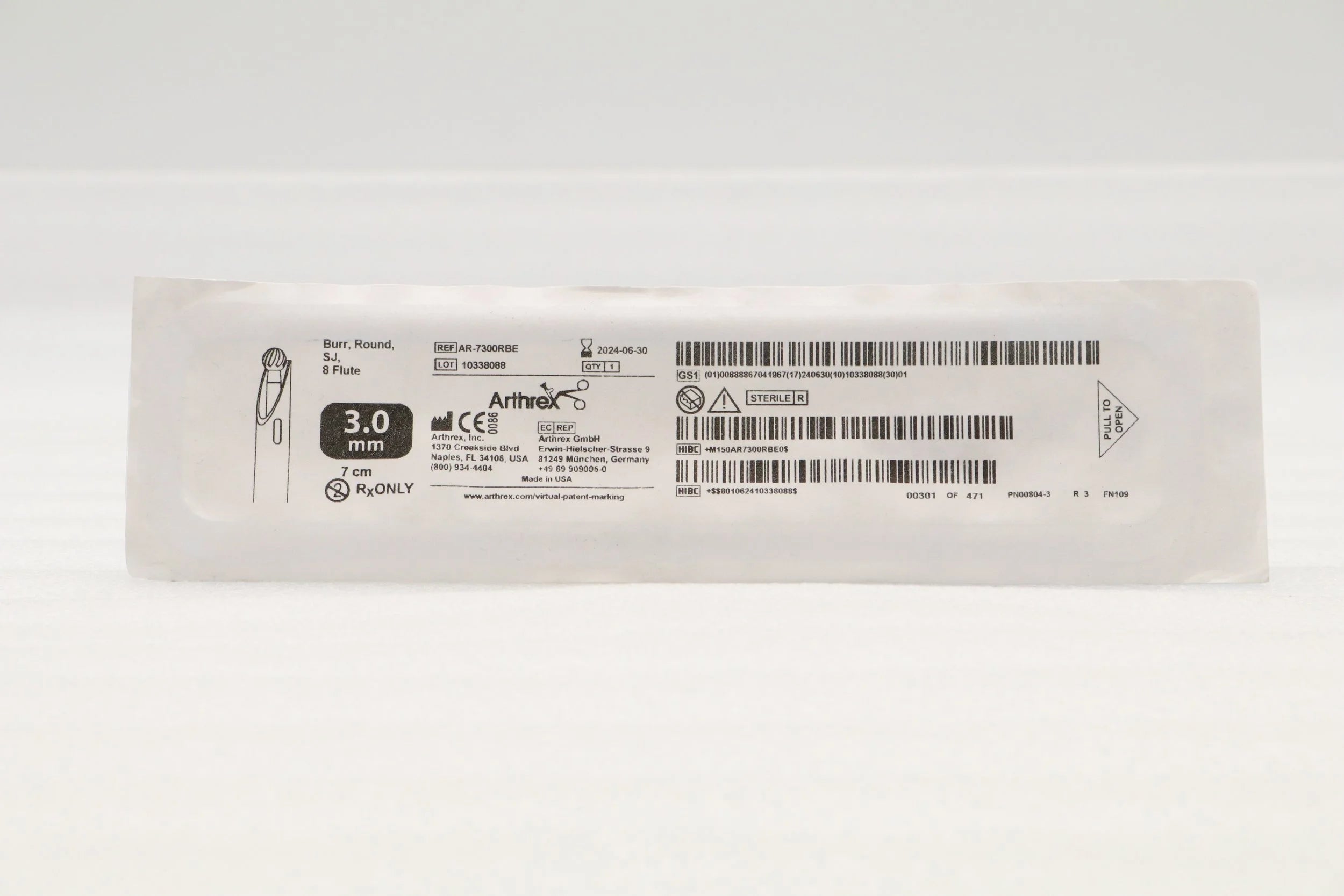 Arthrex | AR-7300RBE | COOLCUT 3.0MM ROUND BURR, SJ, 8-FLUTE