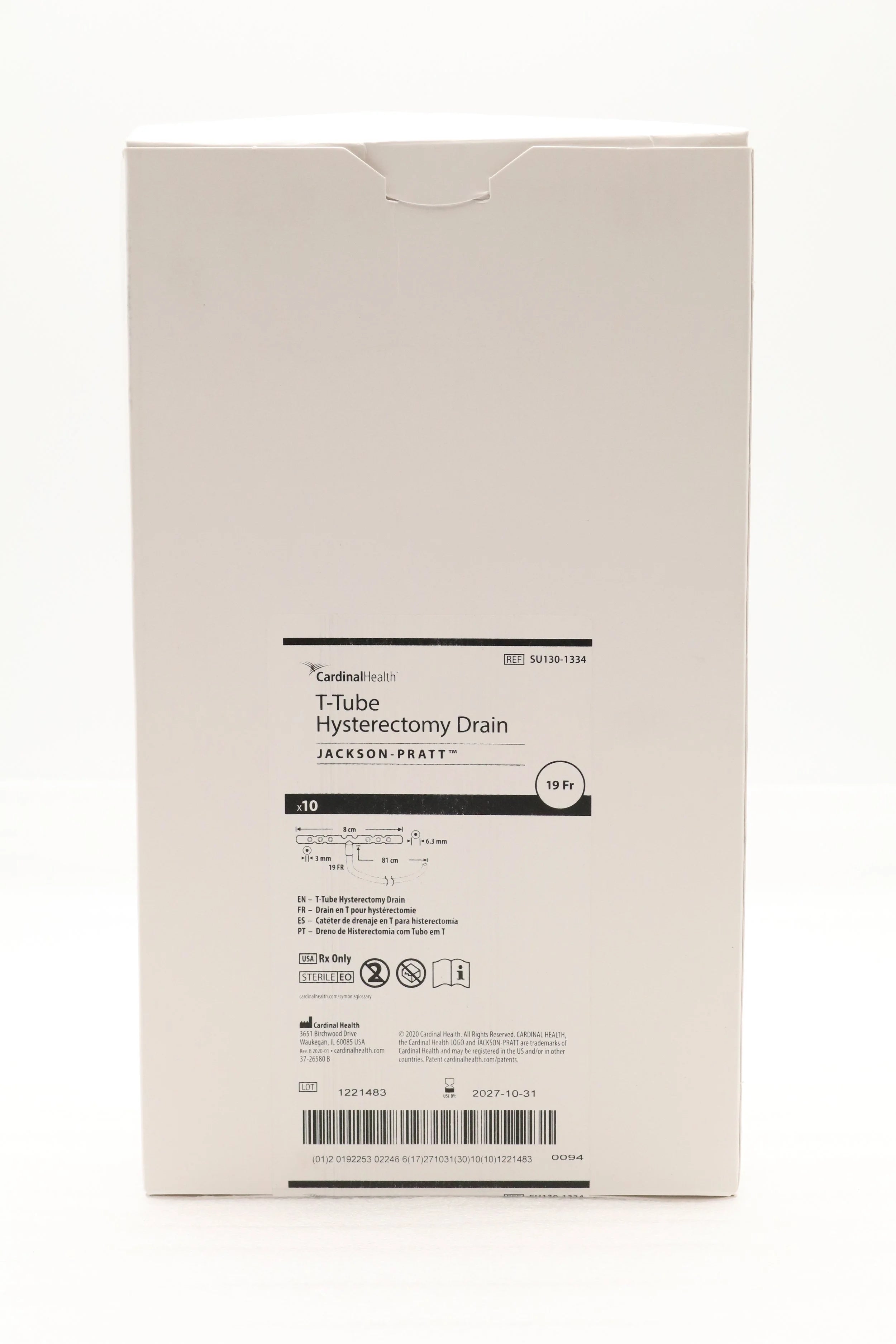 Cardinal Health | SU130-1334 | T-Tube Hysterectomy Drain, Jackson-Pratt 19Fr