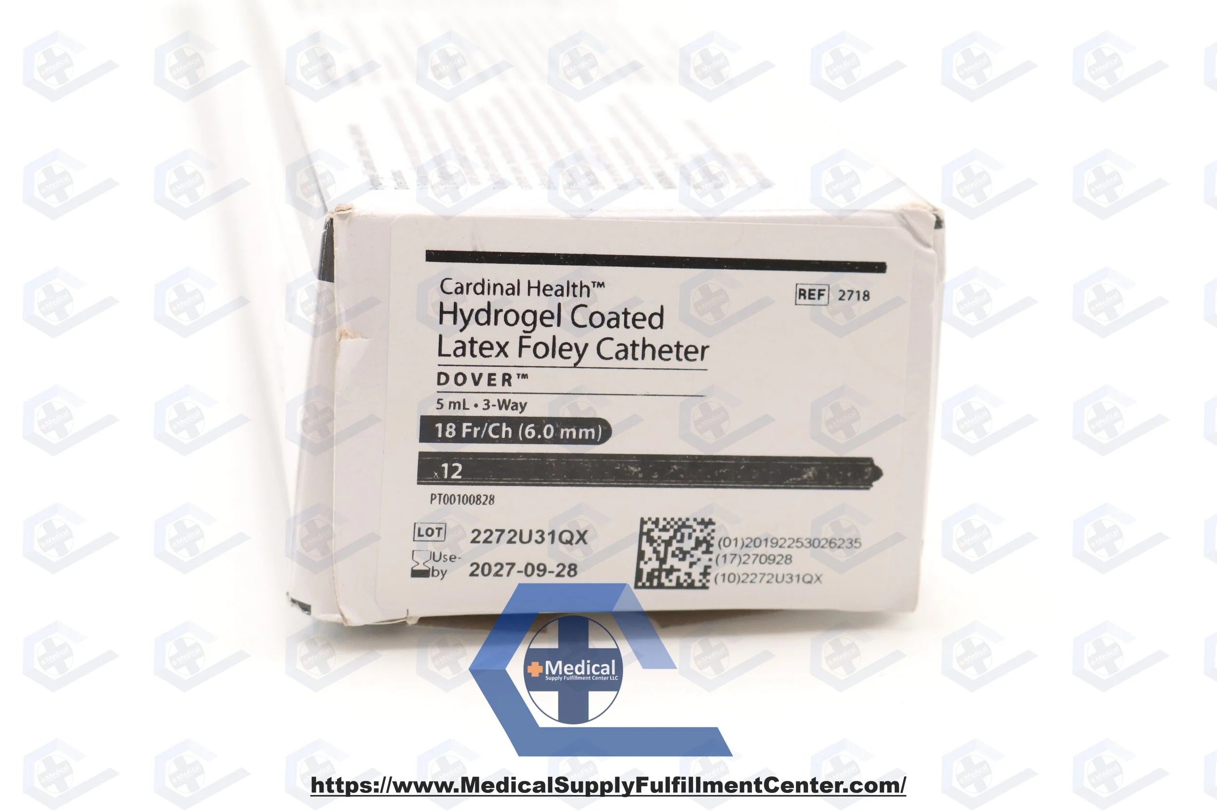 Cardinal Health | 2718 | Cardinal Health Dover Foley Catheters - Dover 3-Way Foley Catheter, Hydrogel-Coated, 5 mL, 18 Fr.