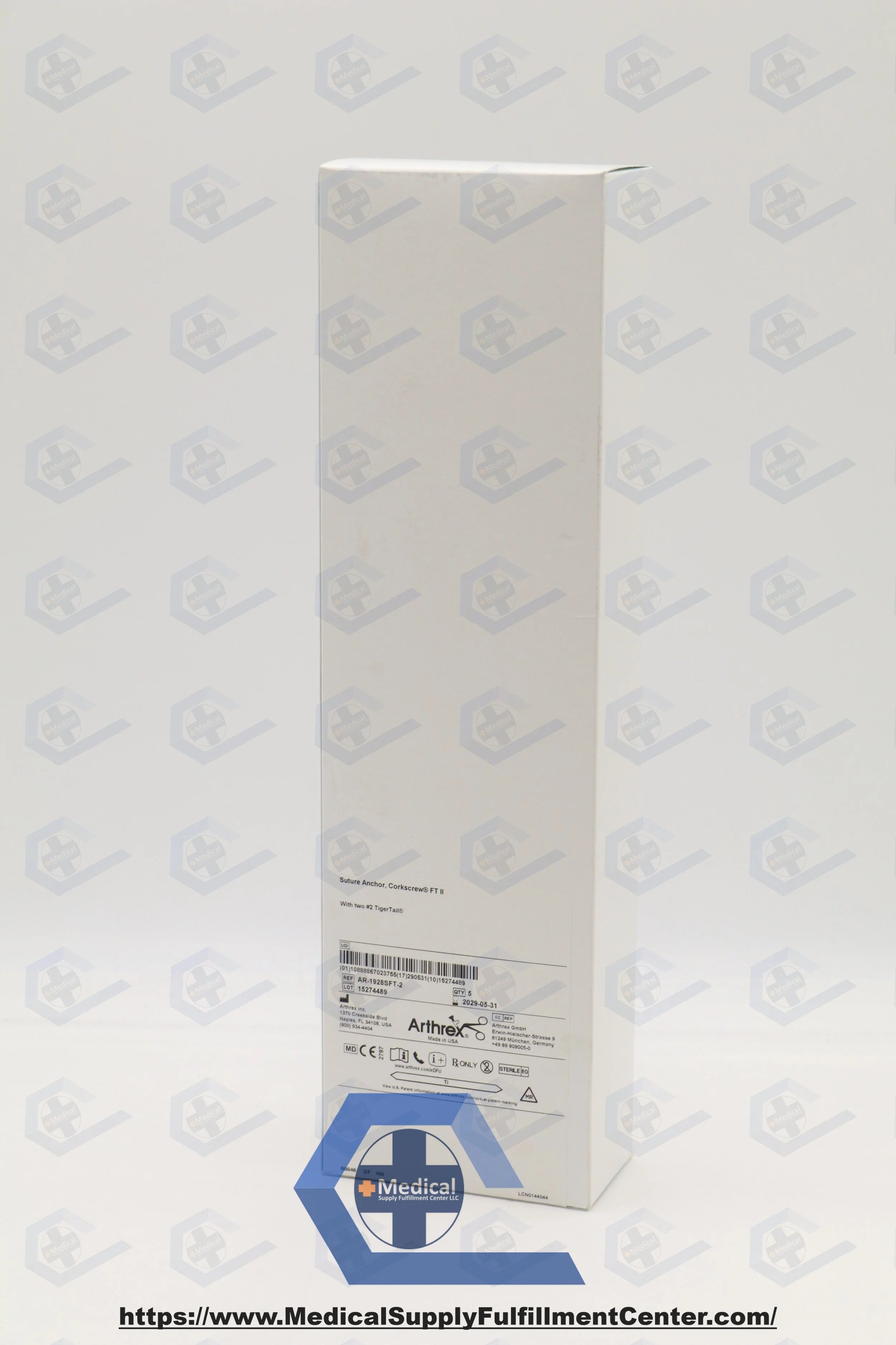 Arthrex | AR-1928SFT-2 | Arthrex Corkscrew FT II Suture Anchor, Titanium w/Two #2 FiberWire 5.5mm x 16.3mm