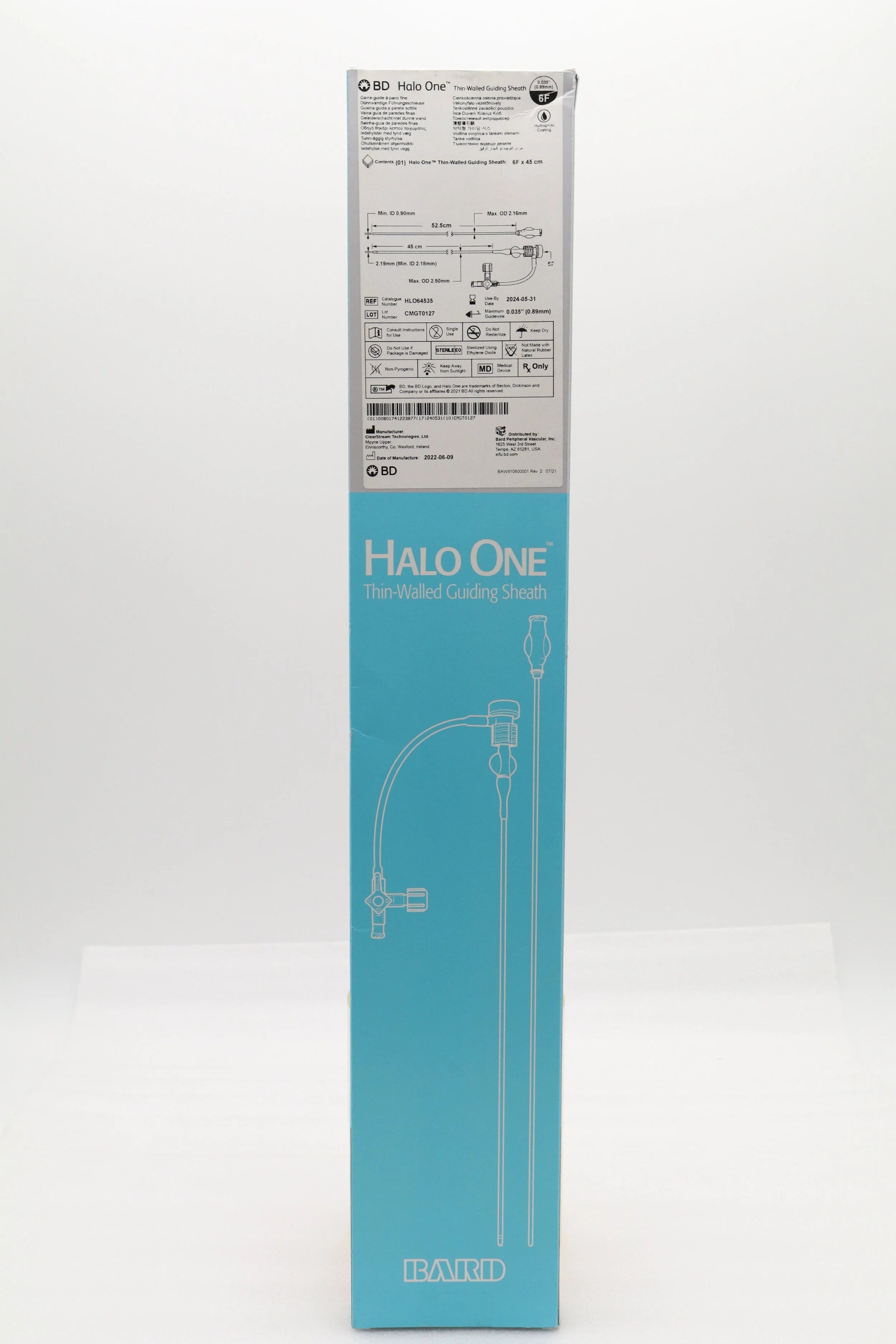 Bard | HLO64535 | BARD HALO ONE THIN-WALLED GUIDING SHEATH 6F X 45CM, 0.035"