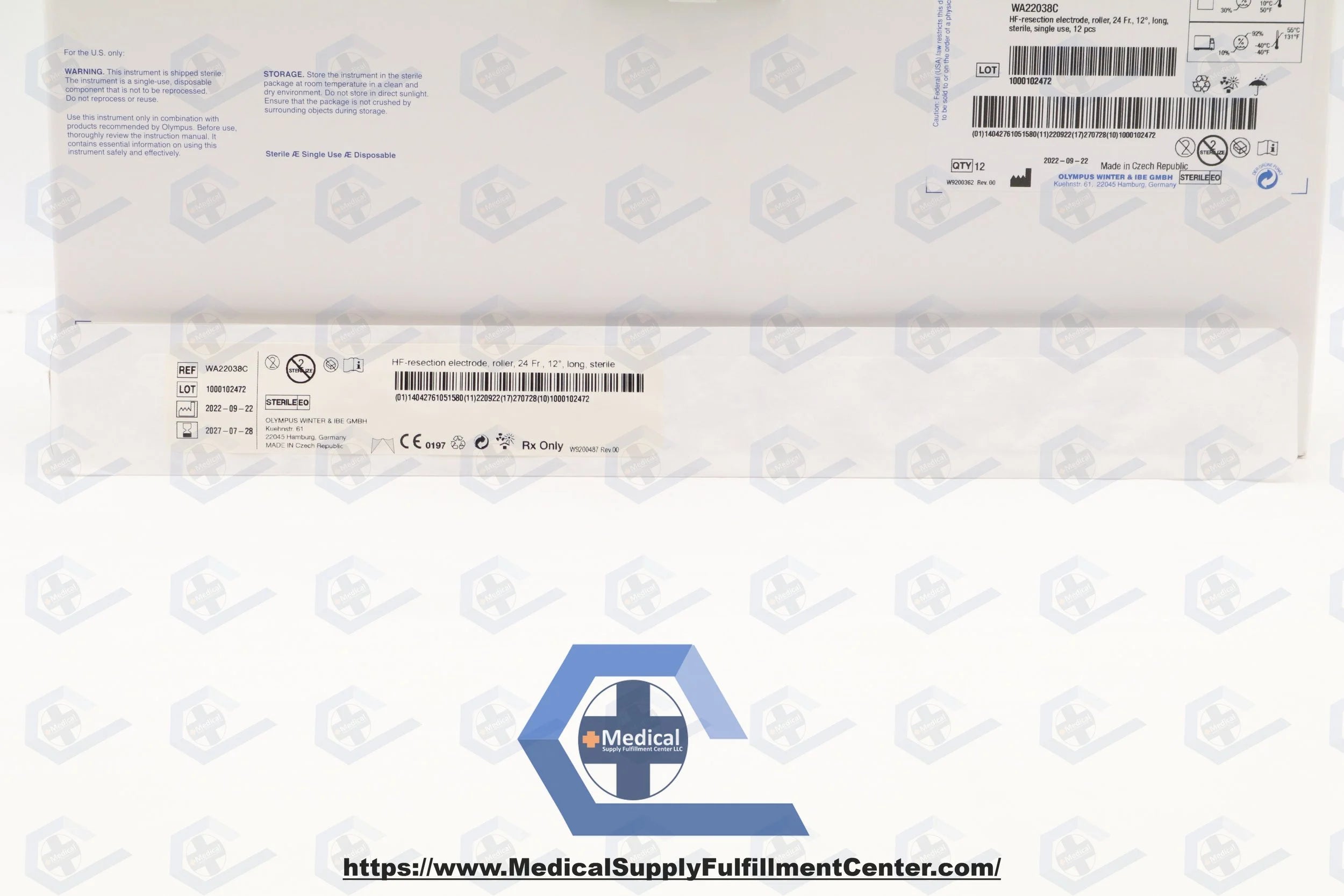Olympus | WA22038C | Olympus HF-Resection Electrode, 24 Fr Size, 12° Long Roller Tip, Sterile, Single-Use, For OES Pro Resectoscope