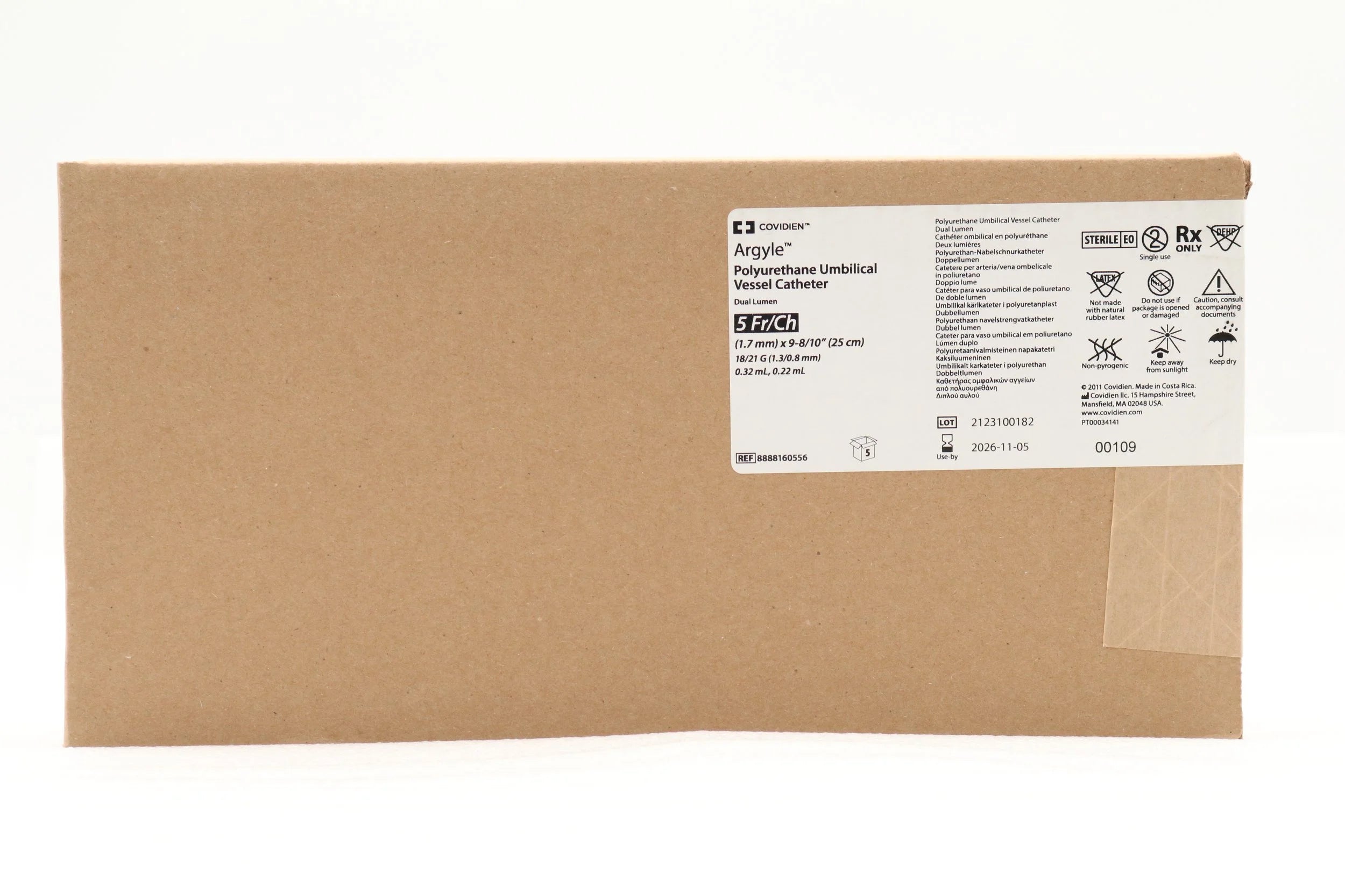 Covidien | 8888160556 | ARGYLE UMBILICAL VESSEL CATHETER DUAL LUMEN 5 FR/CH 15" 18/21 G