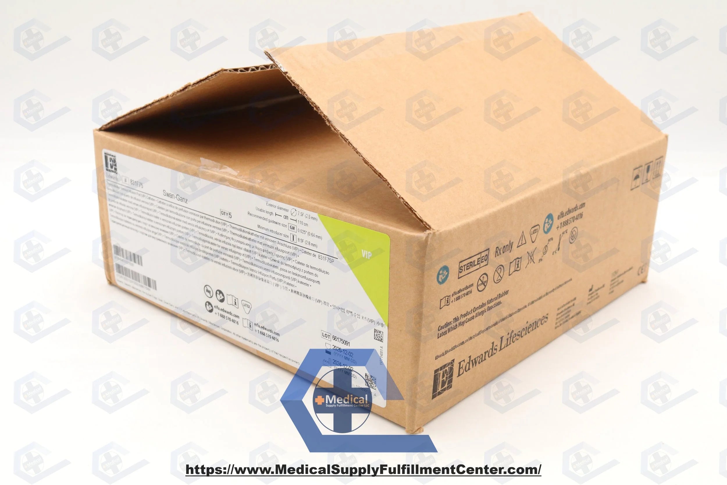 Edwards Lifesciences | 831F75 | Edwards Lifesciences Swan-Ganz Thermodilution VIP Catheters - Swan Ganz Femoral Venous Infusion Port Catheter, 110 cm, 7.5 Fr