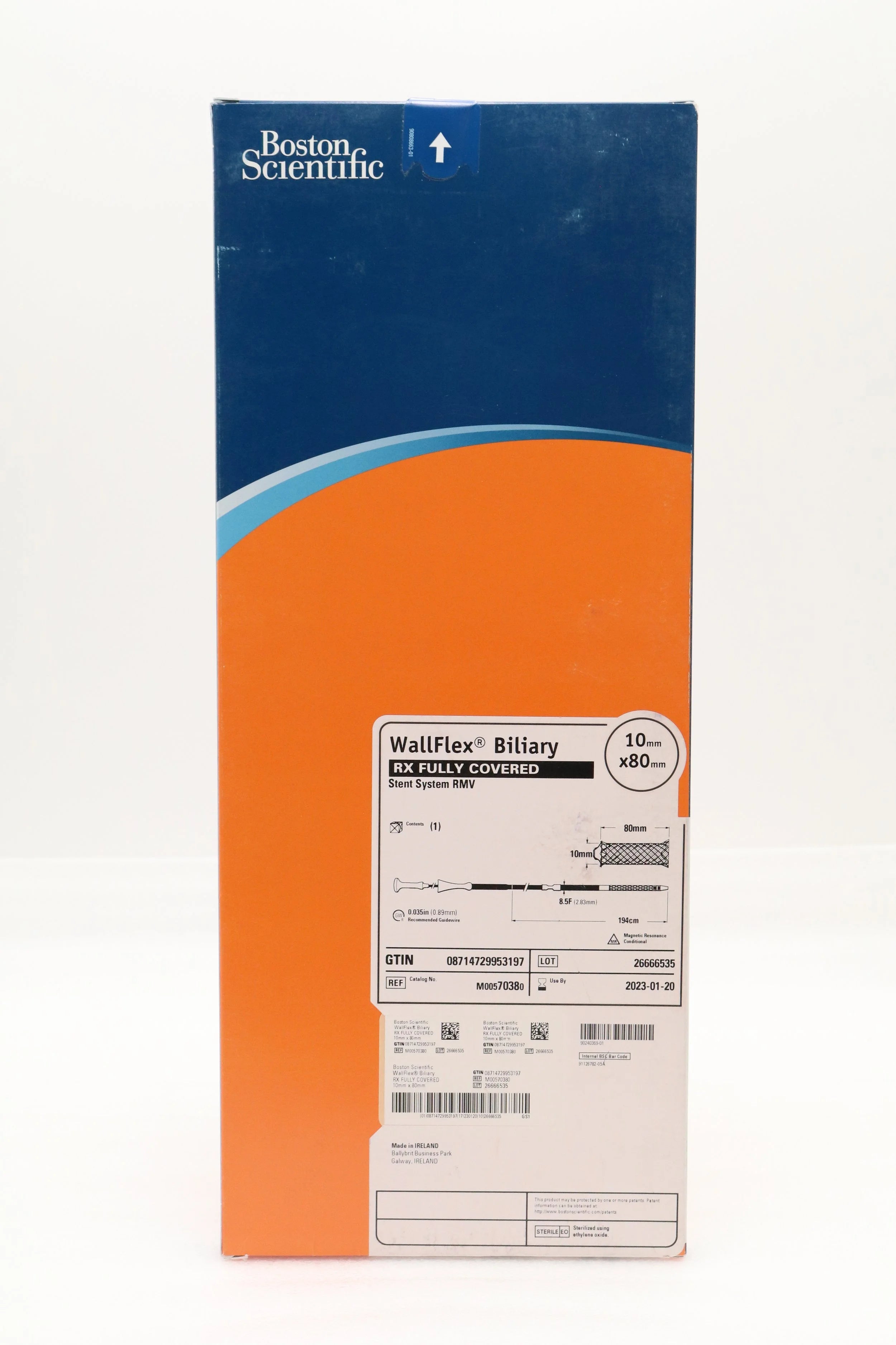 Boston Scientific | 7038 | M00570380 WALLFLEX BILIARY RX FULLY COVERED STENT SYSTEM RMV, 80MM X 10MM, 8.5F, 194CM