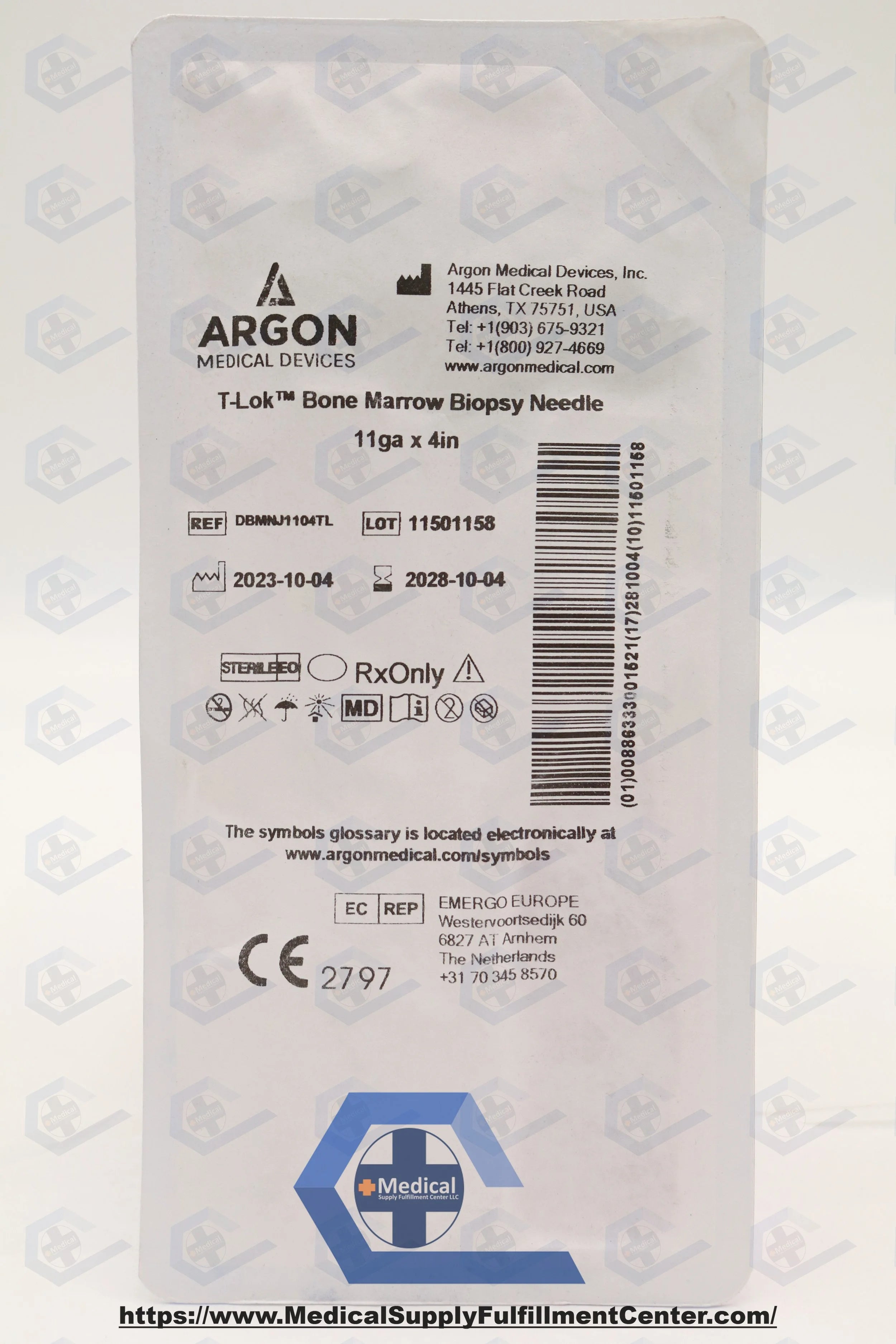 Argon Medical Devices | DBMNJ1104TL | Argon Medical T-Lok Bone Marrow Biopsy Trays - Biopsy Needle, Bone Marrow, 11 G x 4", Direct Only