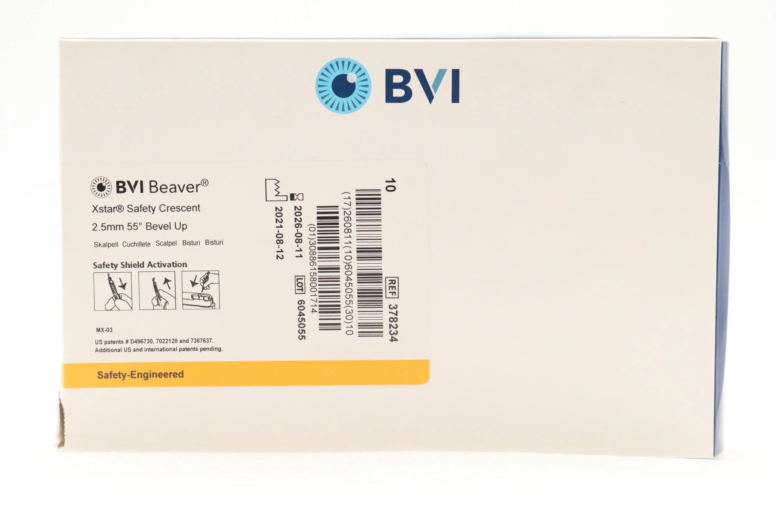 Beaver-Visitec International | 378234 | BEAVER XSTAR SAFETY CRESCENT 2.5MM ANGLED BEVEL UP
