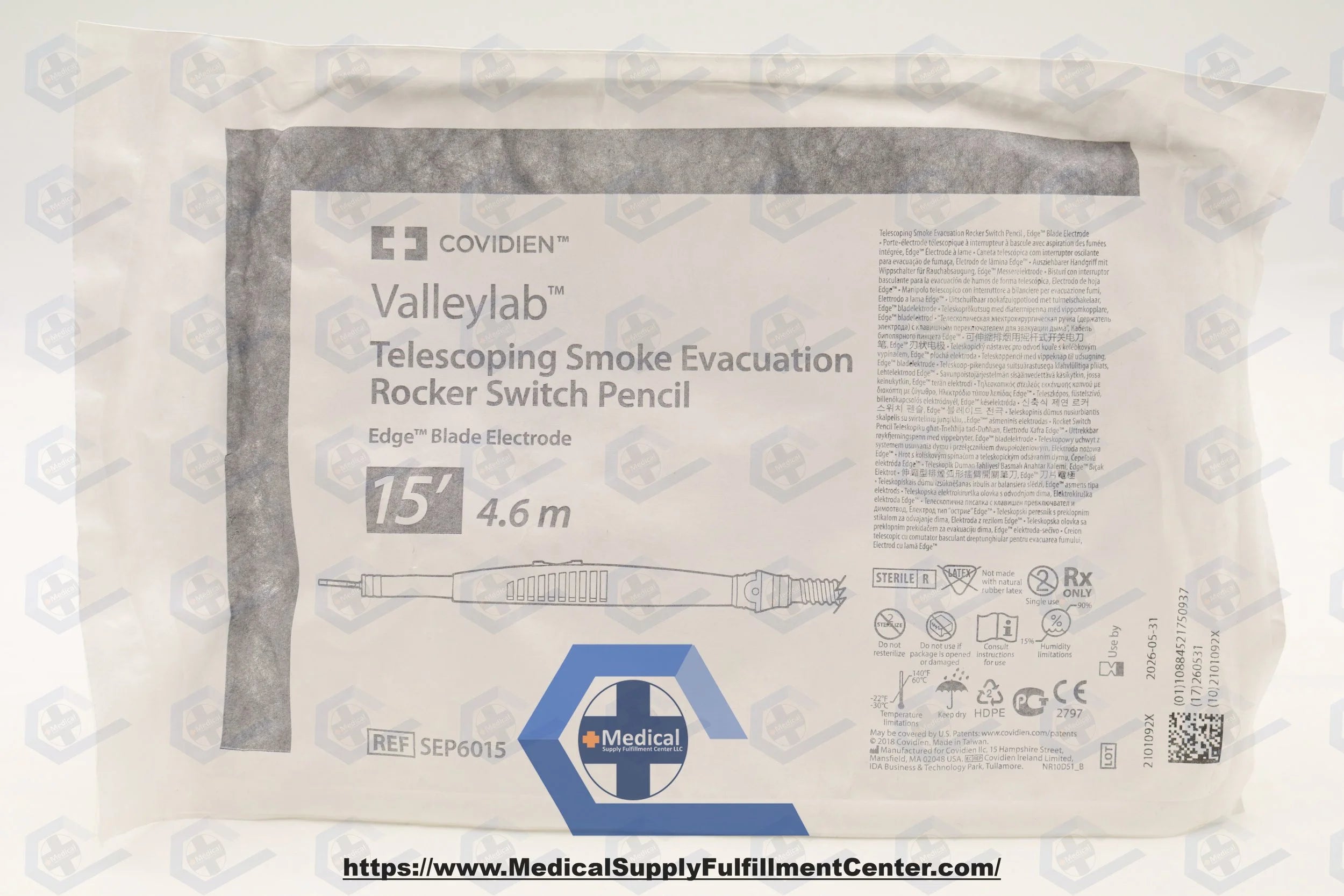 Covidien | SEP6015 | Telescoping Smoke Evac Rocker Pencils - PENCIL, RKR SWTCH, SMK, EVAC, TELE, 15'(4.6M)