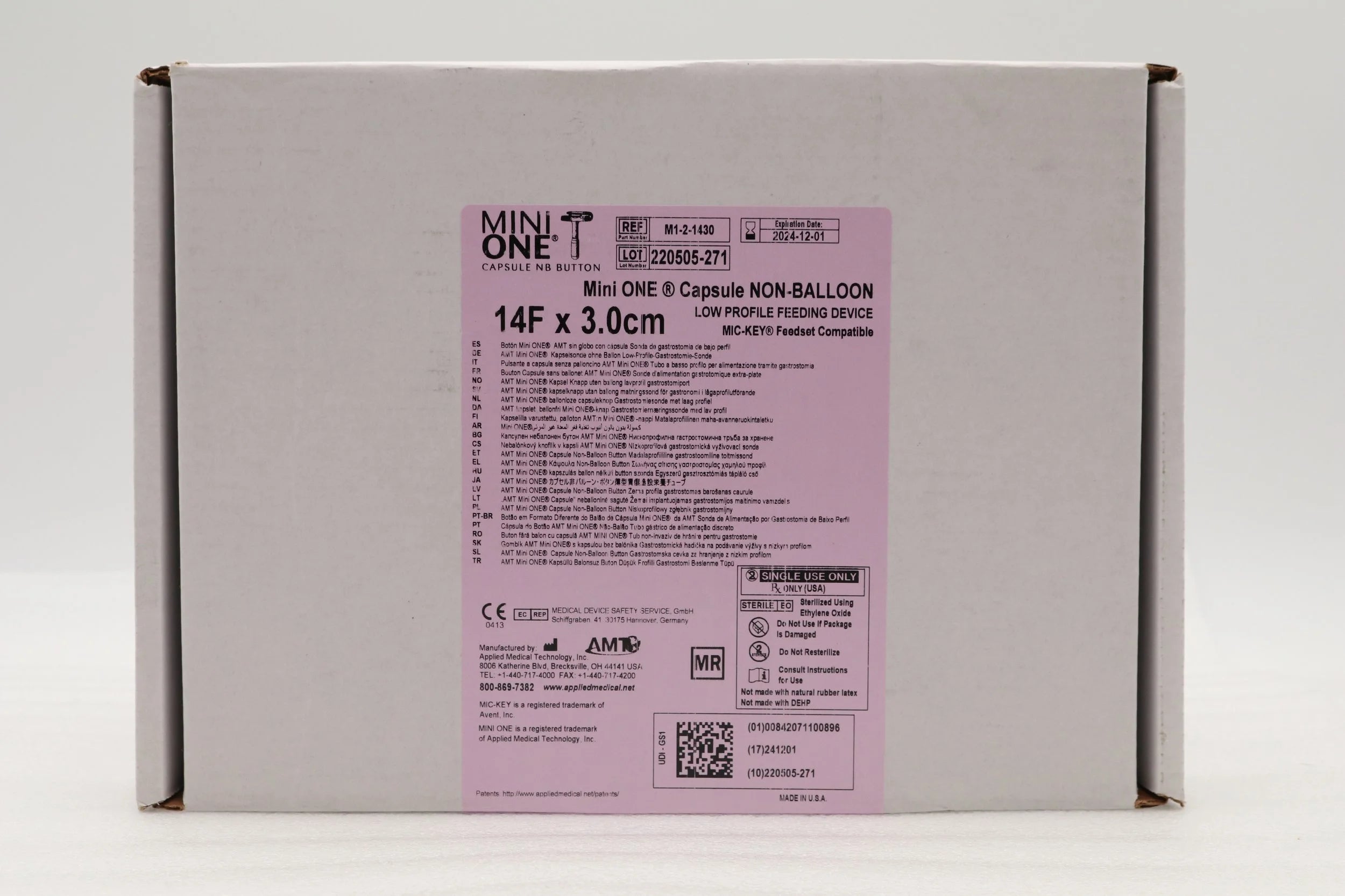 Applied Medical Technology | M1-2-1430 | TUBE, BUTTON, CAPSULE, MINIONE, 14FR, 3.0 CM