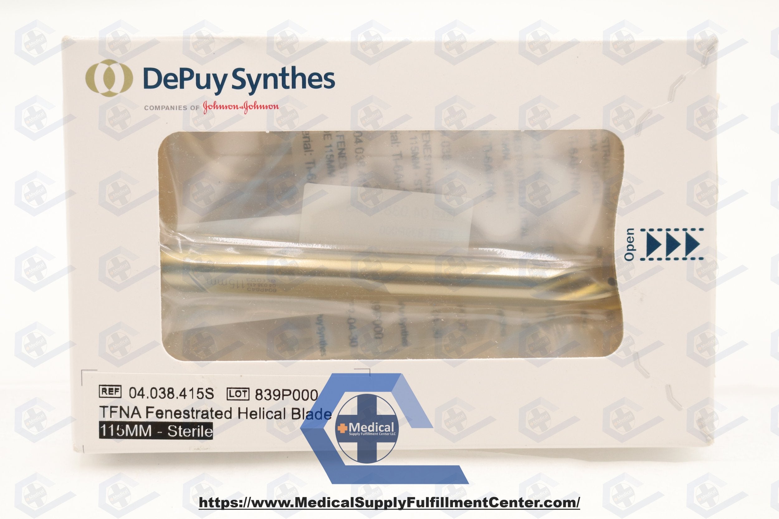 Depuy Synthes | 04.038.415S | Helical Blade, 10.35 dia. x 115 mm Length, Gold, Titanium Alloy, Perforated