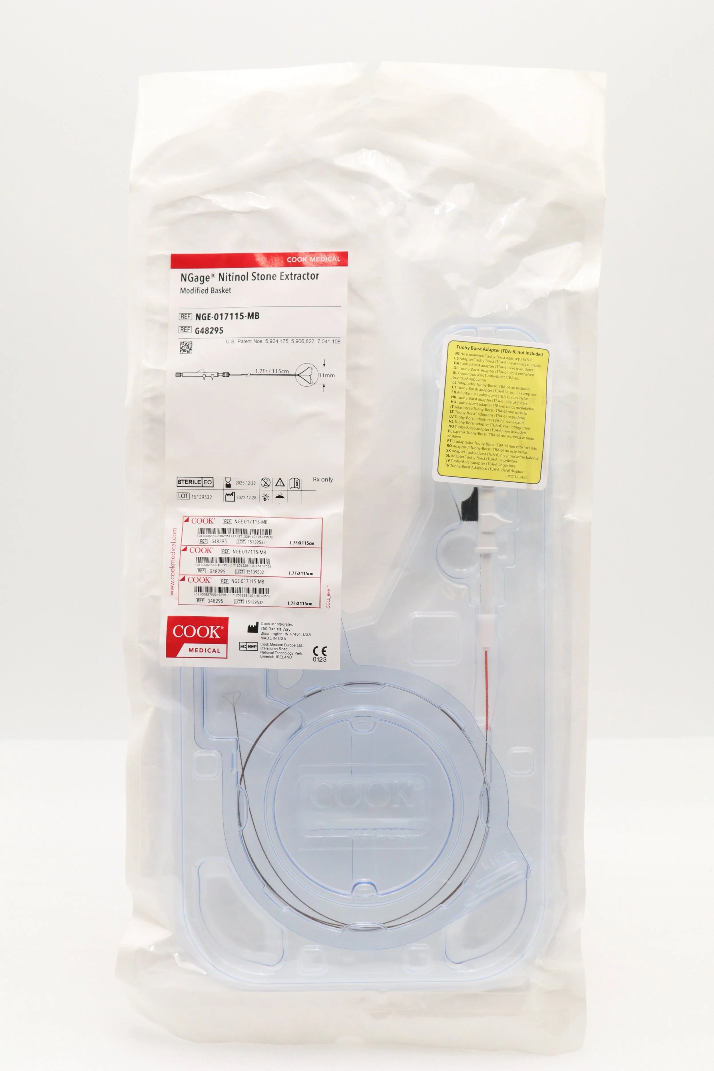 Cook Medical | G48295 | NGAGE NITINOL STONE EXTRACTOR MODIFIED BASKET, 11MM, 1.7FR/115CM (NGE-017115-MB)
