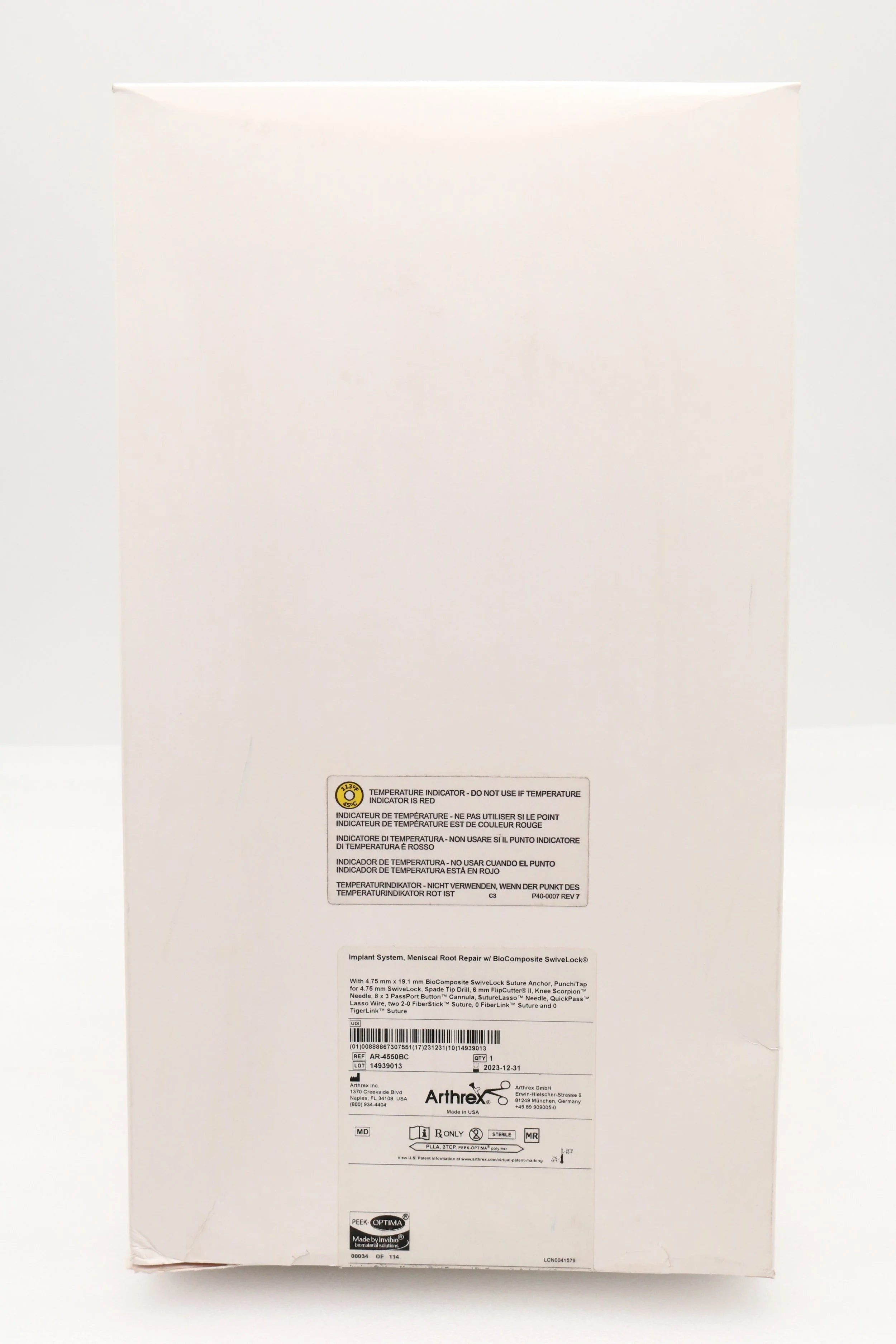 Arthrex | AR-4550BC | Implant System, Mensical Root Repair w/ BioComposite SwiveLock