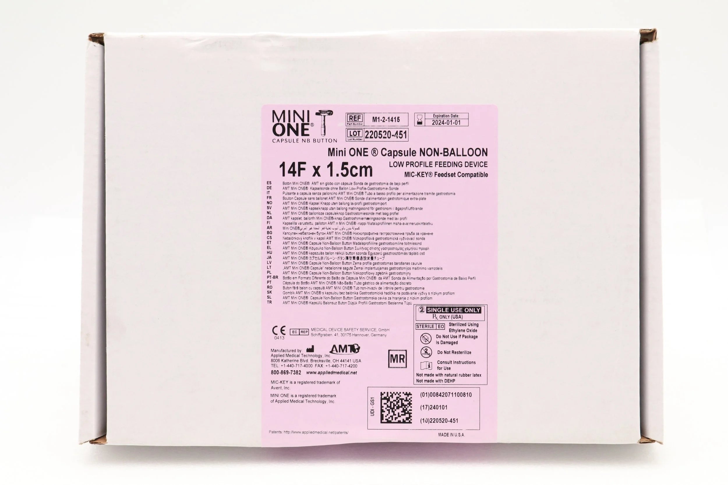 Applied Medical Technology | M1-2-1415 | Mini ONE Non-Balloon Button Feeding Tubes - NON-BALLOON TUBE, CAPSULE, 14FR, 1.5CM