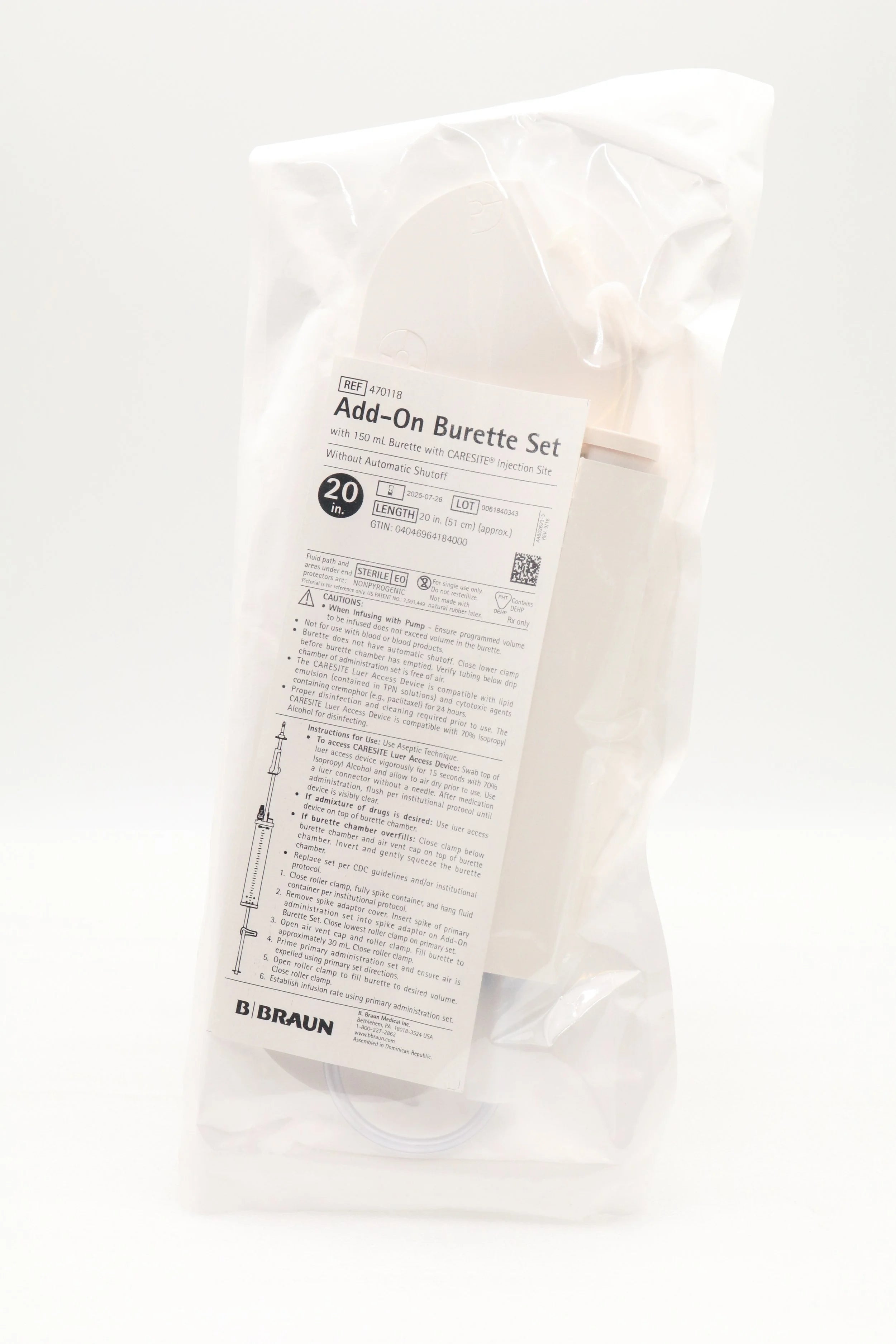 B Braun | 470118 | (HALF CASE, NO BOX) SET, BURETTE, CARESITE ADD-ON