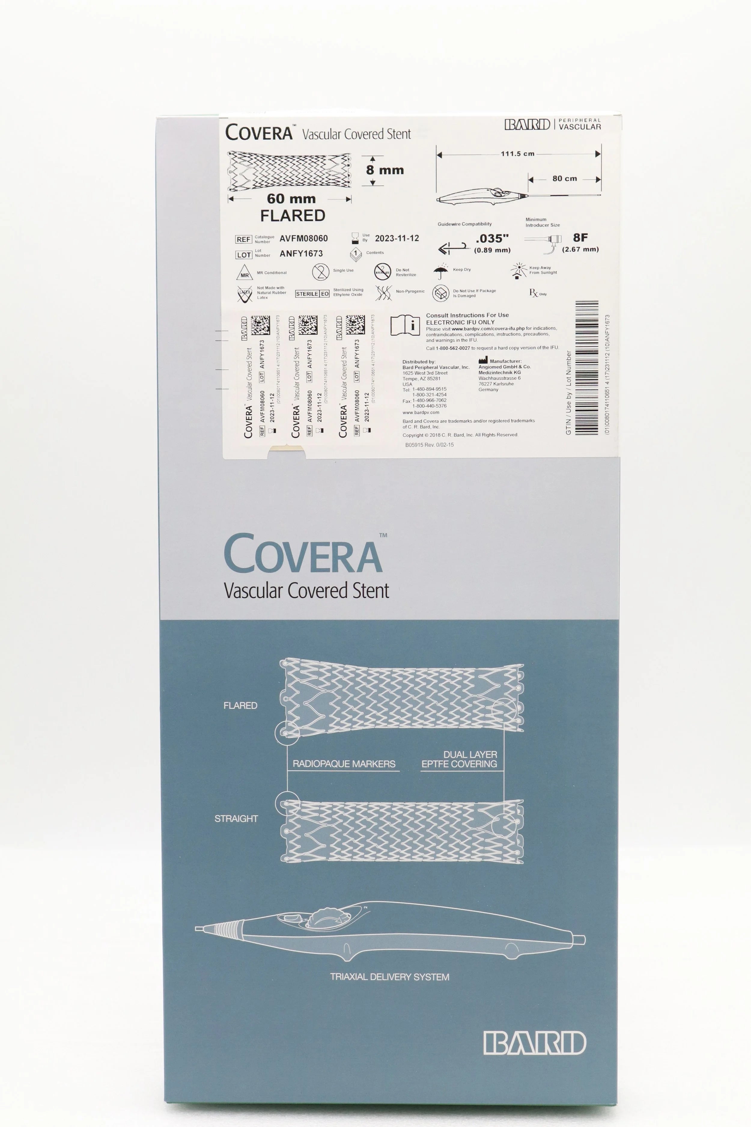 Bard | AVFM08060 | COVERA VASCULAR COVERED STENT, FLARED 8MM X 60MM, 80CM