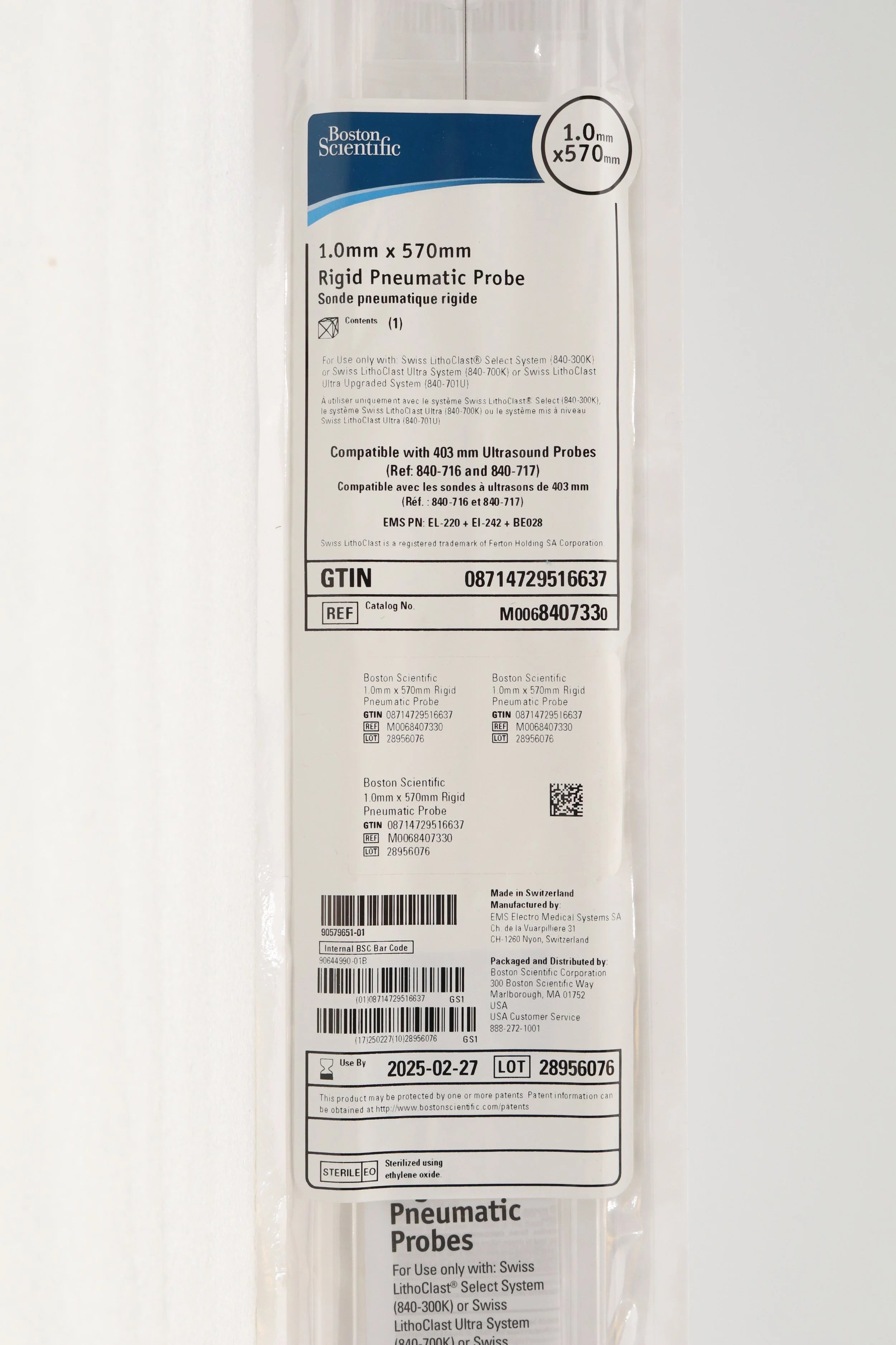 Boston Scientific | 840733 | 1.0MM X 570MM RIGID PNEUMATIC PROBE