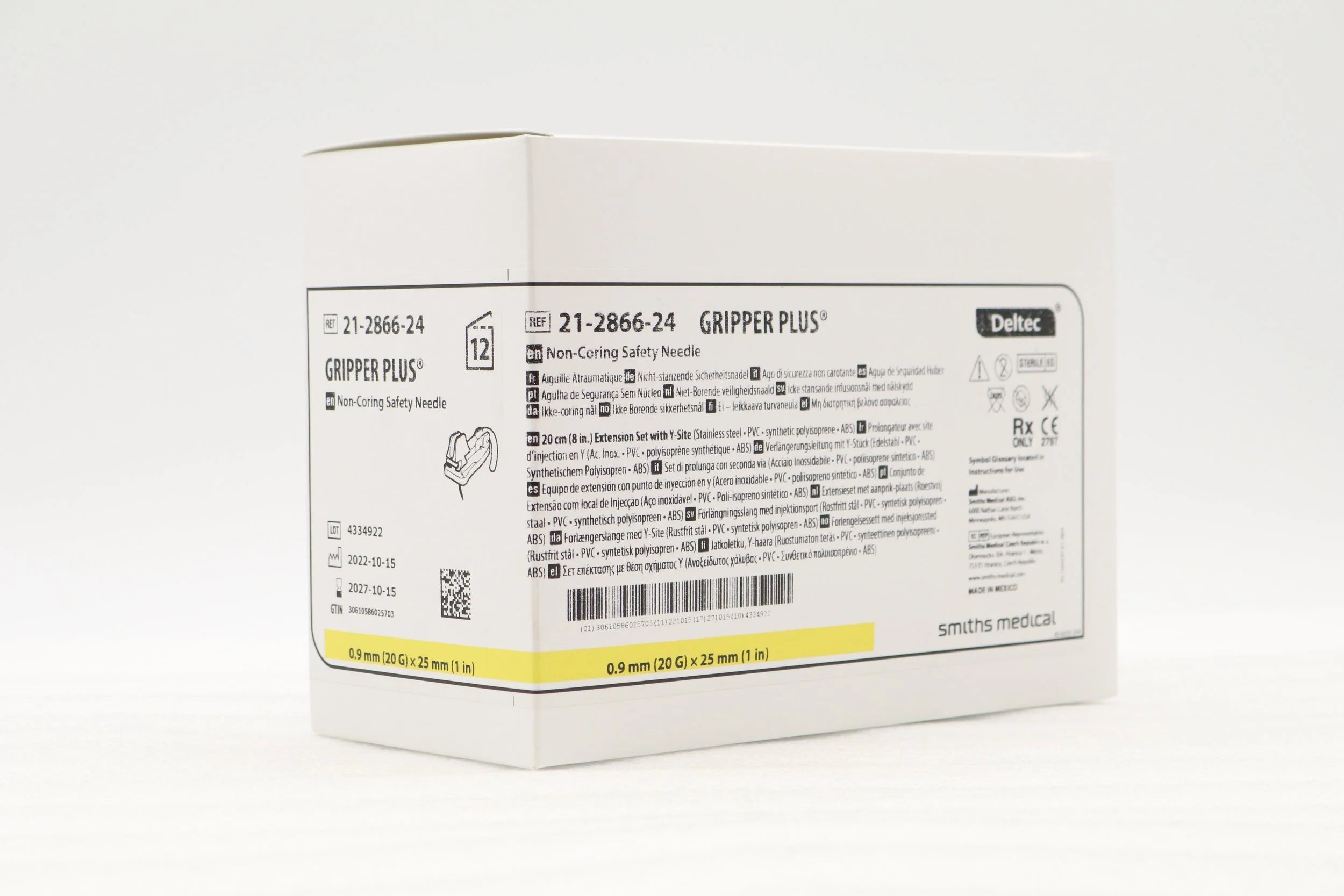 Smiths Medical | 21-2866-24 | Gripper Plus Non-Coring Safety Needle, 0.9mm x 25mm