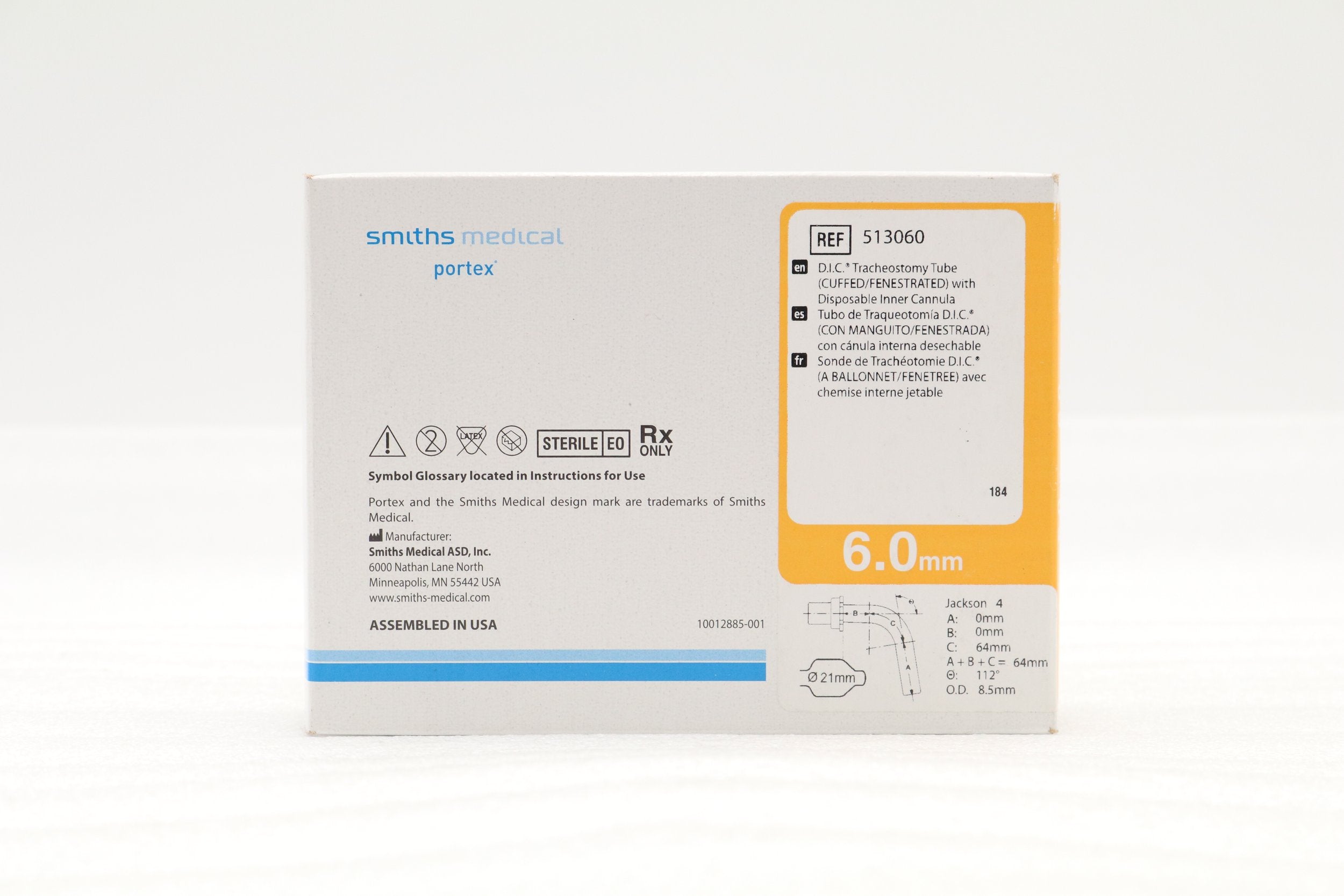 Smiths Medical | 513060 | Portex D.I.C. Tracheostomy Tube, Cuffed, Fenestrated 6mm