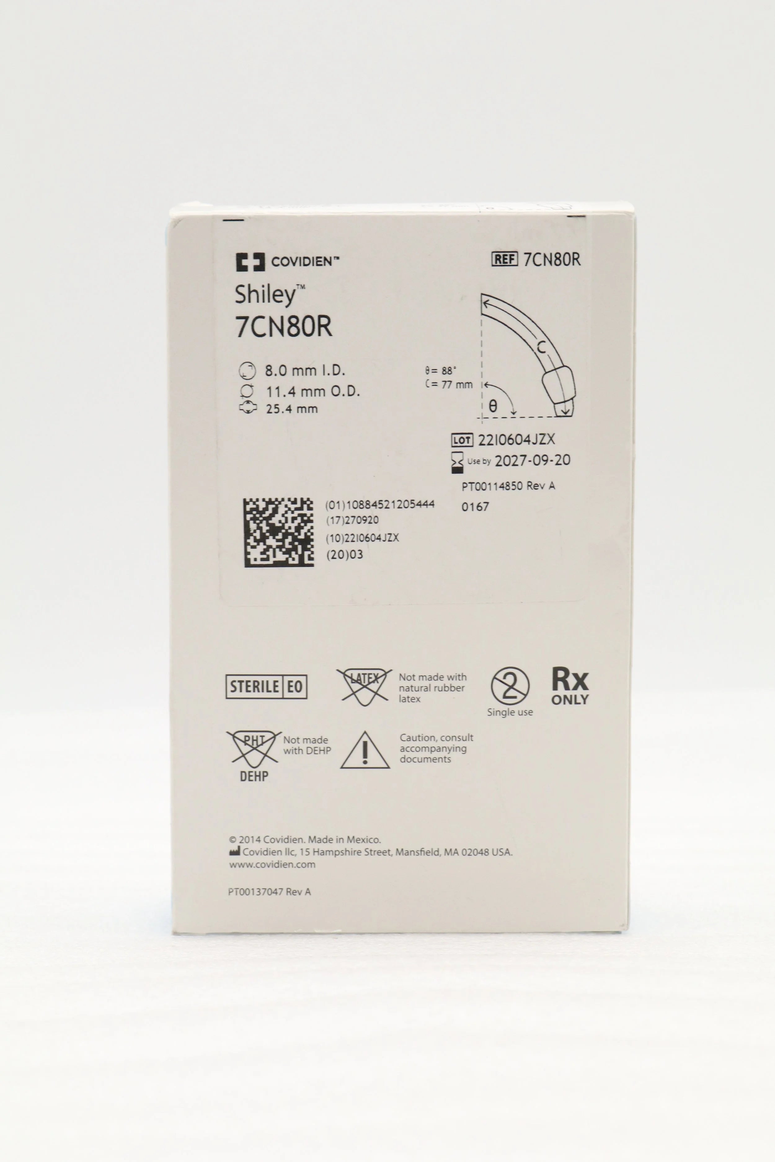 Covidien | 7CN80R | Shiley Flexible Tracheostomy Tube Cuffed, Reusable Cannula 8.0mm
