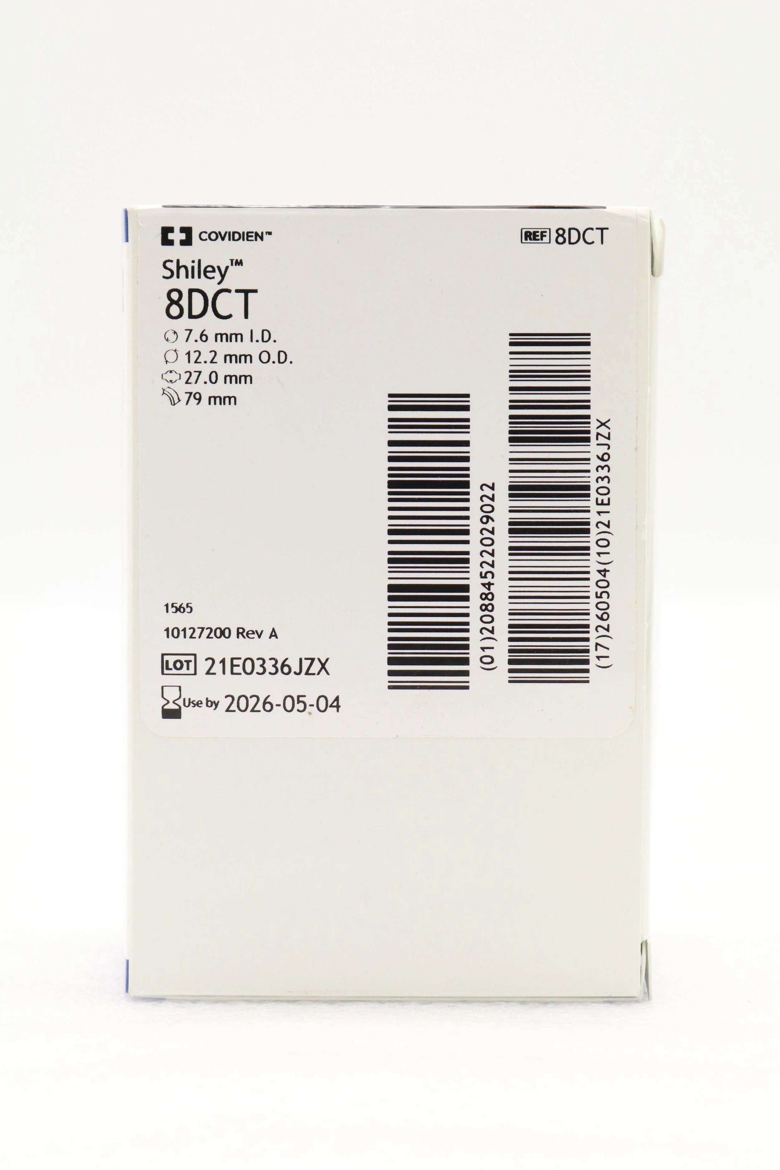 Covidien | 8DCT | SHILEY TRACHEOSTOMY TUBE CUFFED WITH DISPOSABLE INNER CANNULA, 7.6MM I.D., 12.2MM O.D., 27.0MM, 79MM