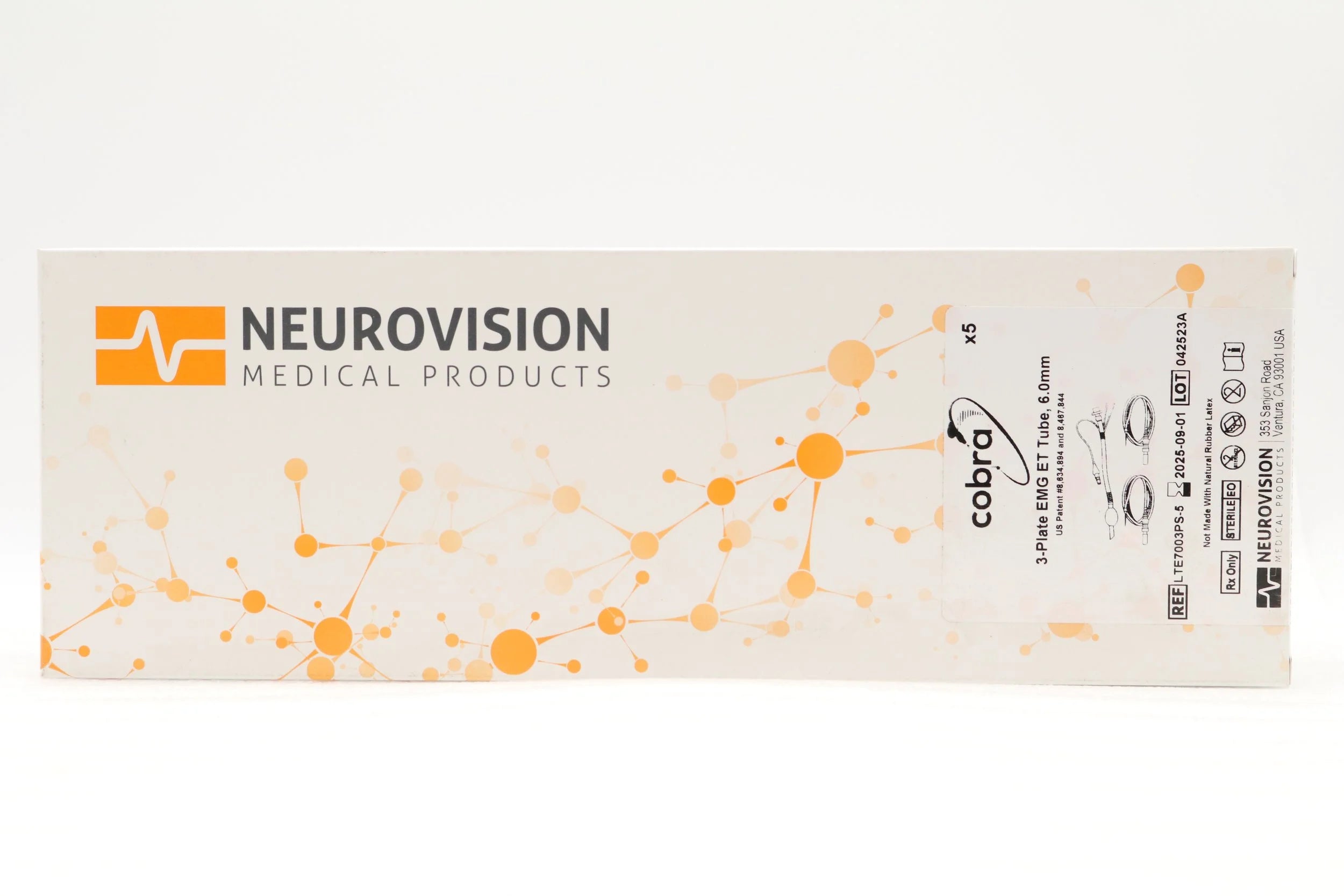 Neurovision Medical Products | LTE7003PS-5 | Cobra 3-Plate EMG ET Tube & Two Subdermal Needles 6.0mm