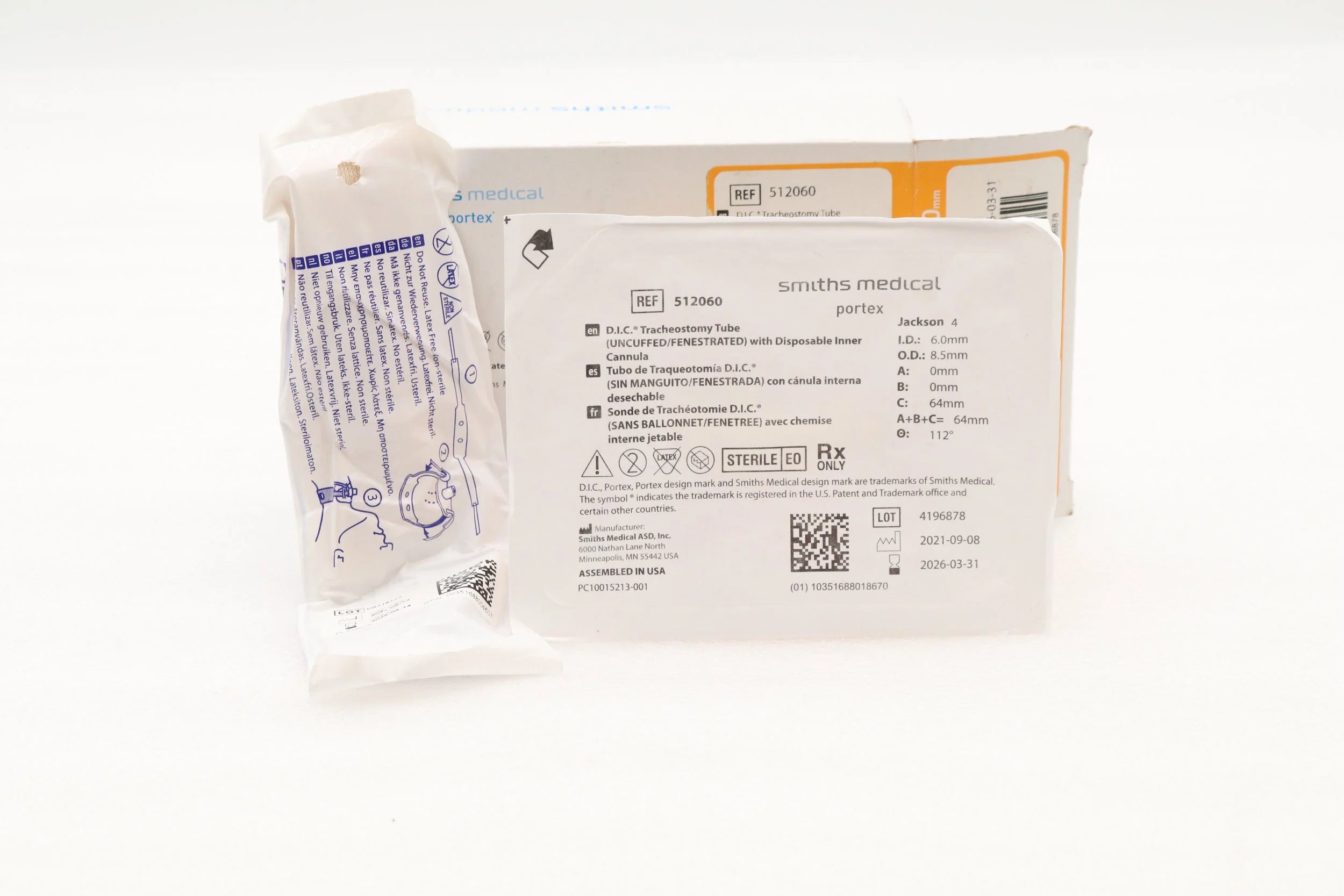 Smiths Medical | 512060 | Portex D.I.C. Tracheostomy Tube, Uncuffed Fenestrated 6mm