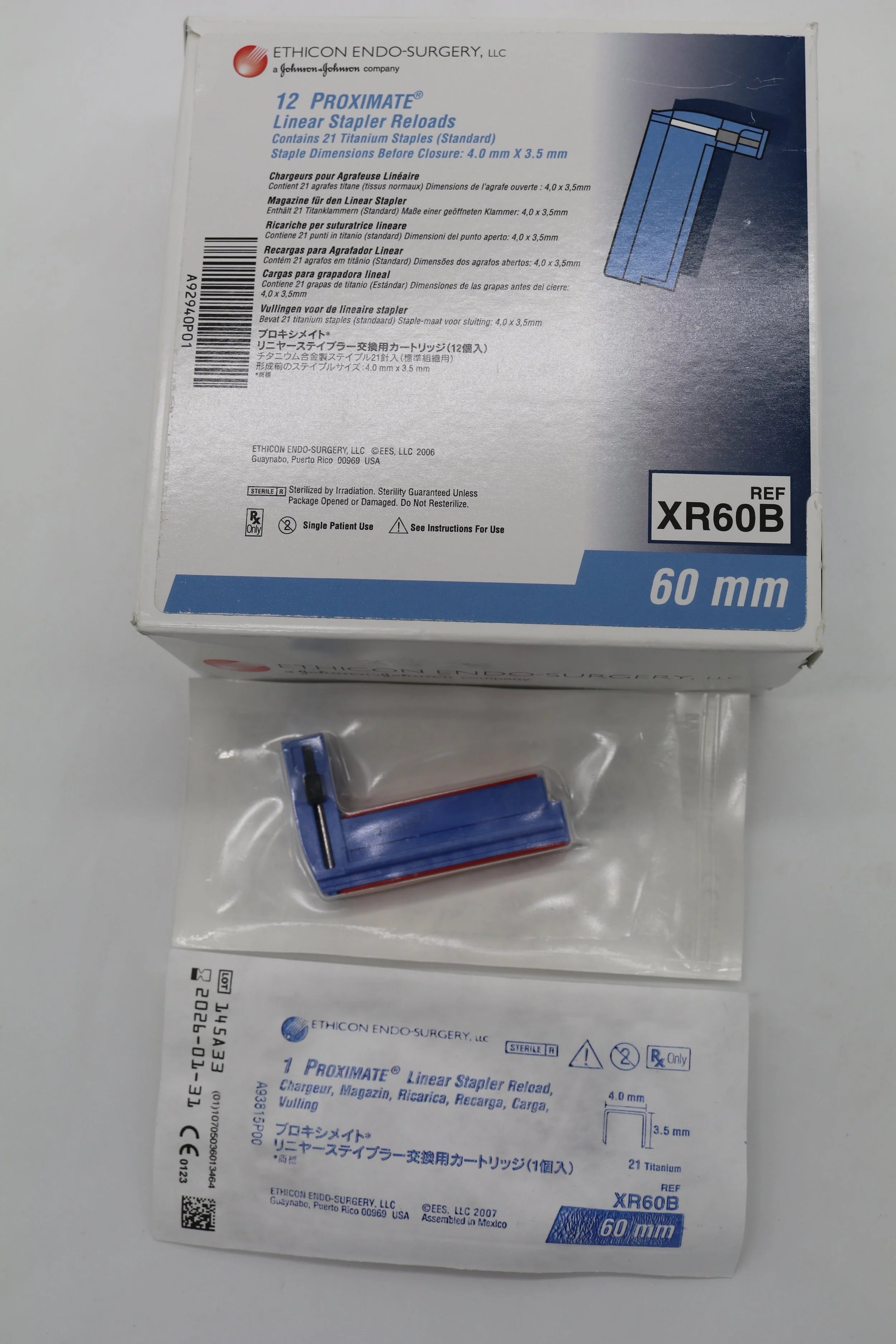 Ethicon | XR60B | Linear Stapler Reloads Standard 60mm Reloads 4.0mm x 3.5mm