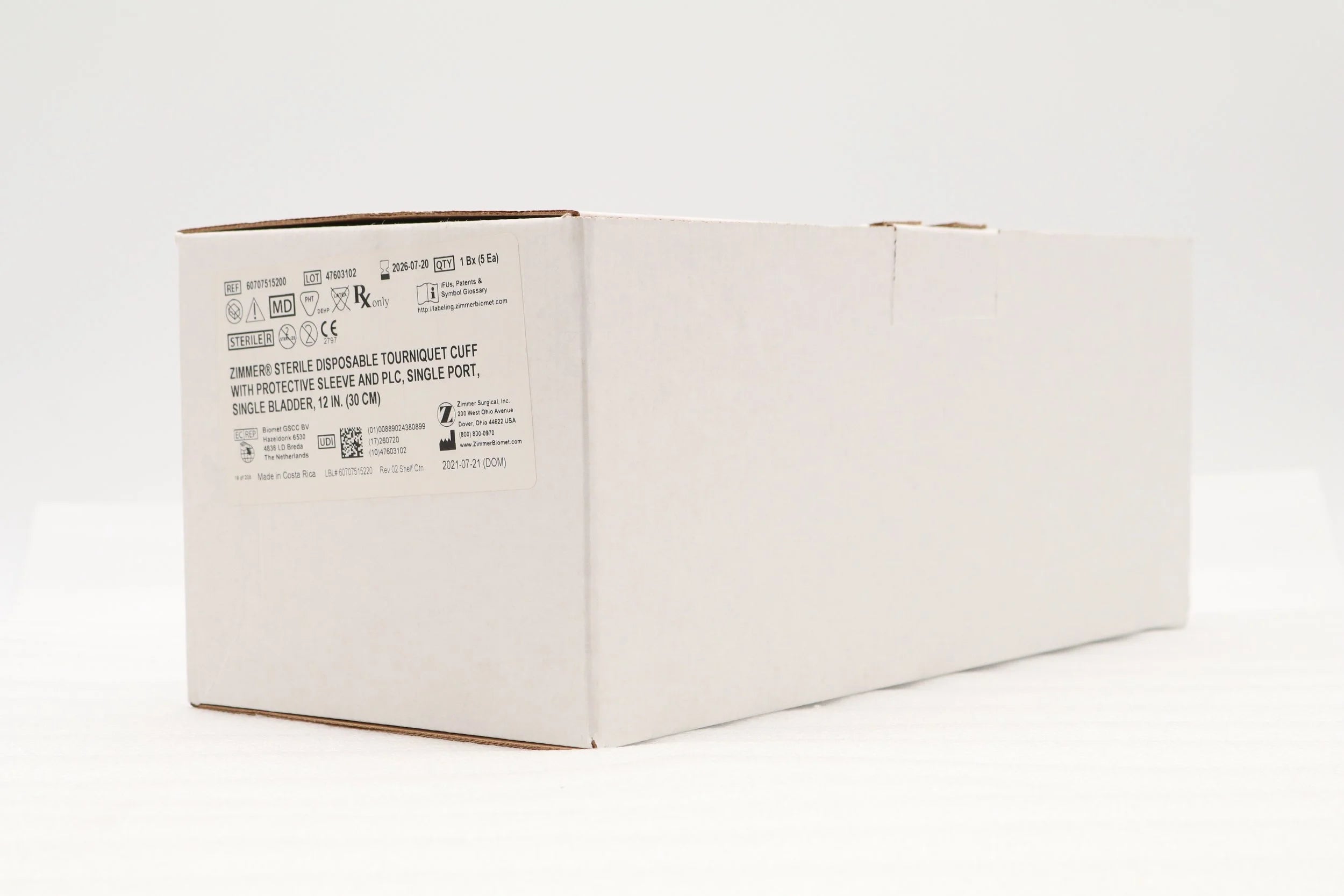 Zimmer Biomet | 60707515200 | 12" Tourniquet Cuff w/Sleeve, Single Port, Single Bladder, PLC