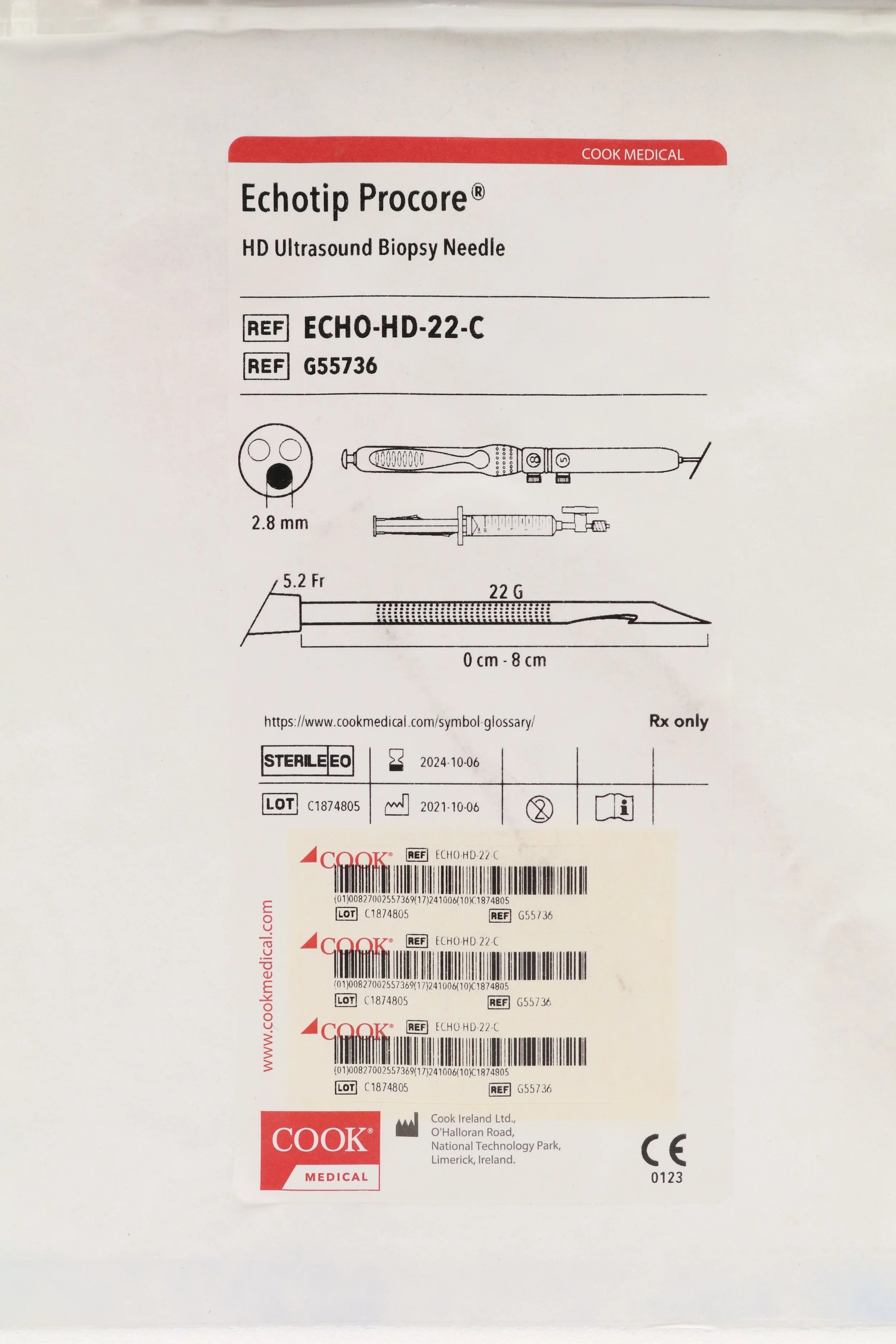 Cook Medical | G55736 | EchoTip Procore HD Ultrasound Biopsy Needle, 22G