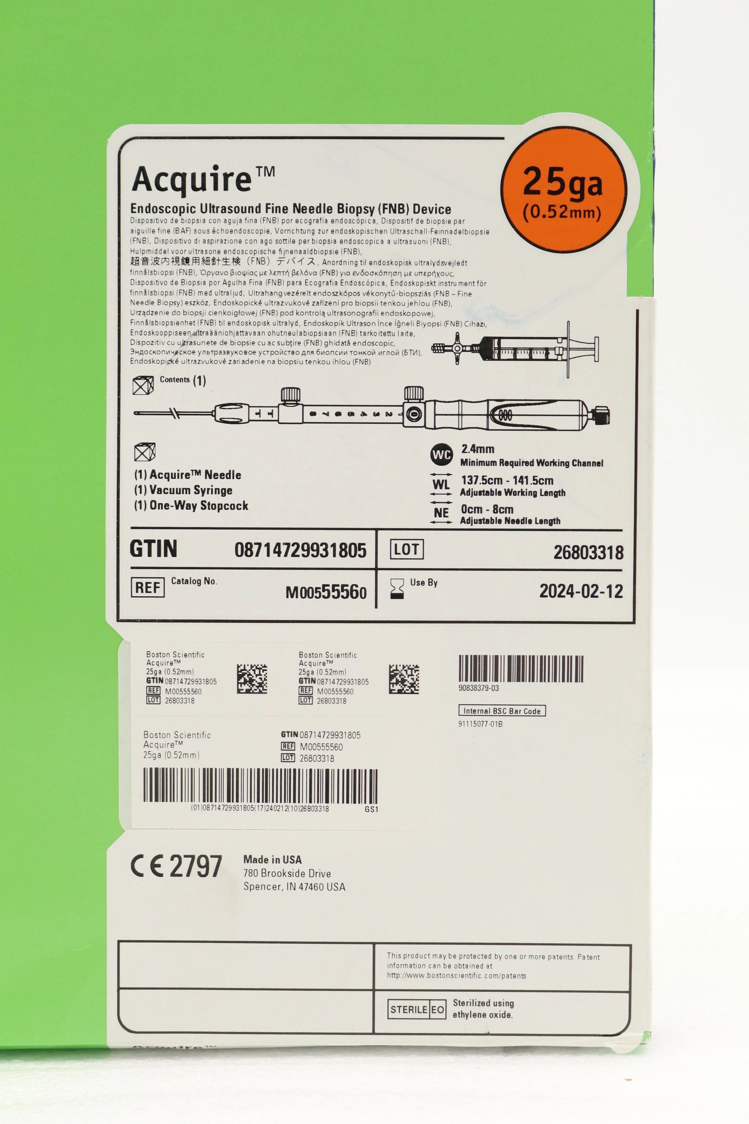 Boston Scientific | 5556 | Acquire Endoscopic Ultrasound Fine Needle Biopsy (FNB) Device, 25Ga