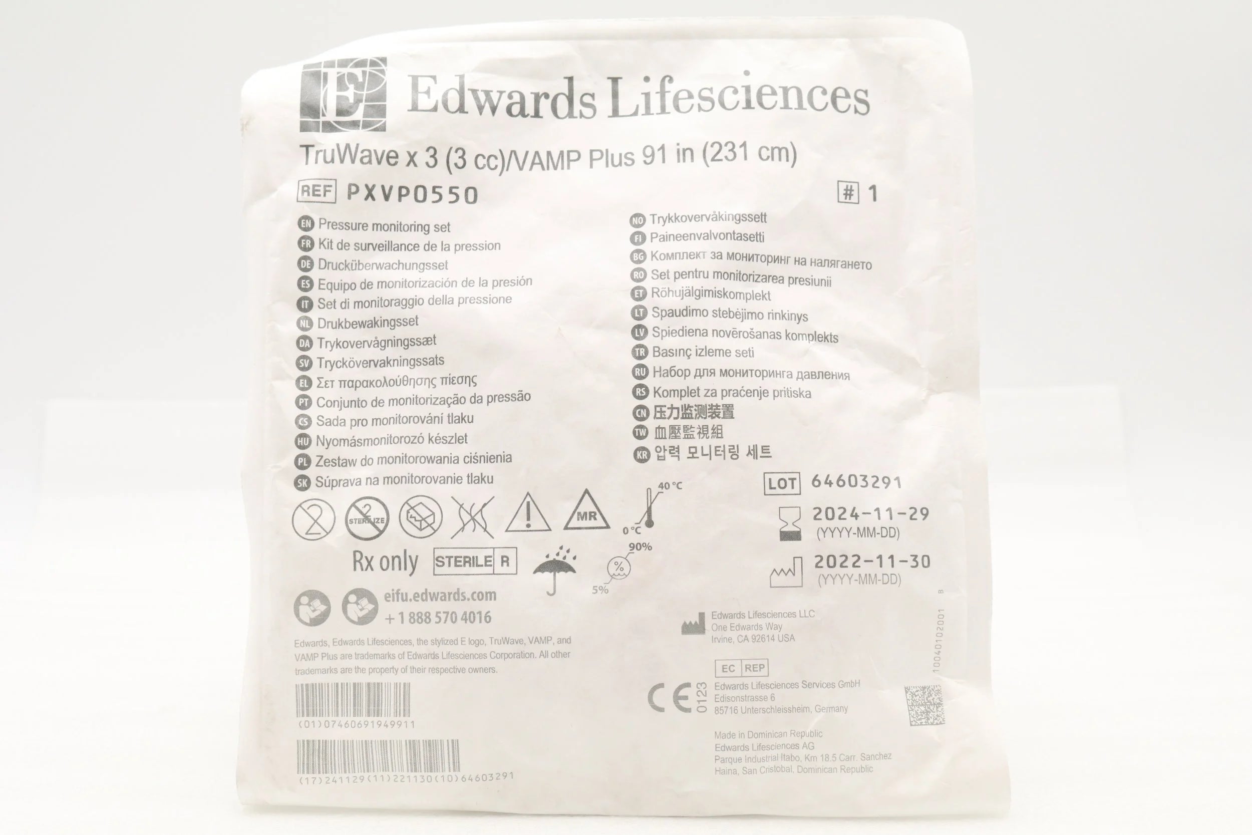 Edwards Lifesciences | PXVP0550 | SHORTDATE Pressure Monitoring Kits - Pressure Monitoring Kit