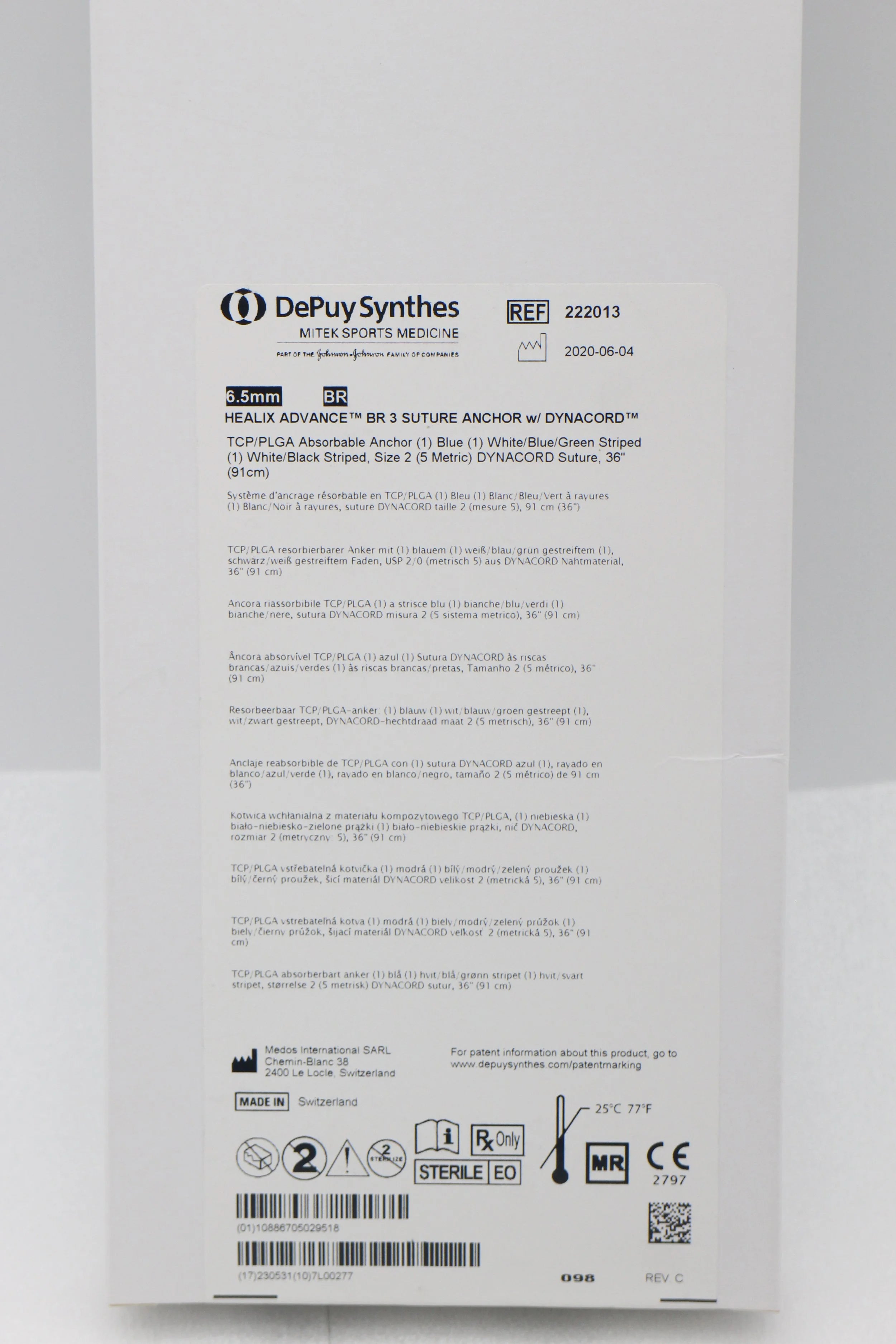 Depuy Synthes | 222013 | Healix Advance BR 3 Suture Anchor with DYNACORD