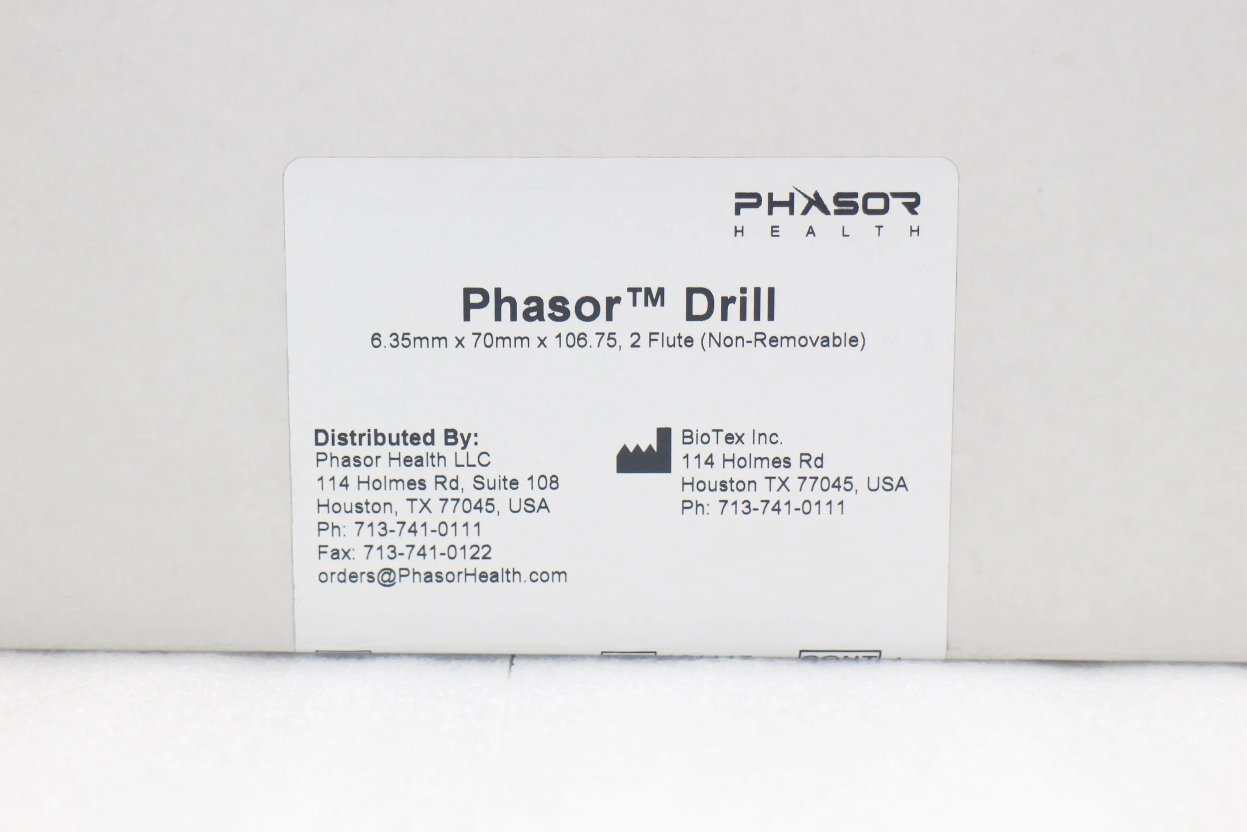 Phasor | PH-635-70 | Drill 6.35mm x 70mm x 106.75, 2 Flute (Non-Removable)