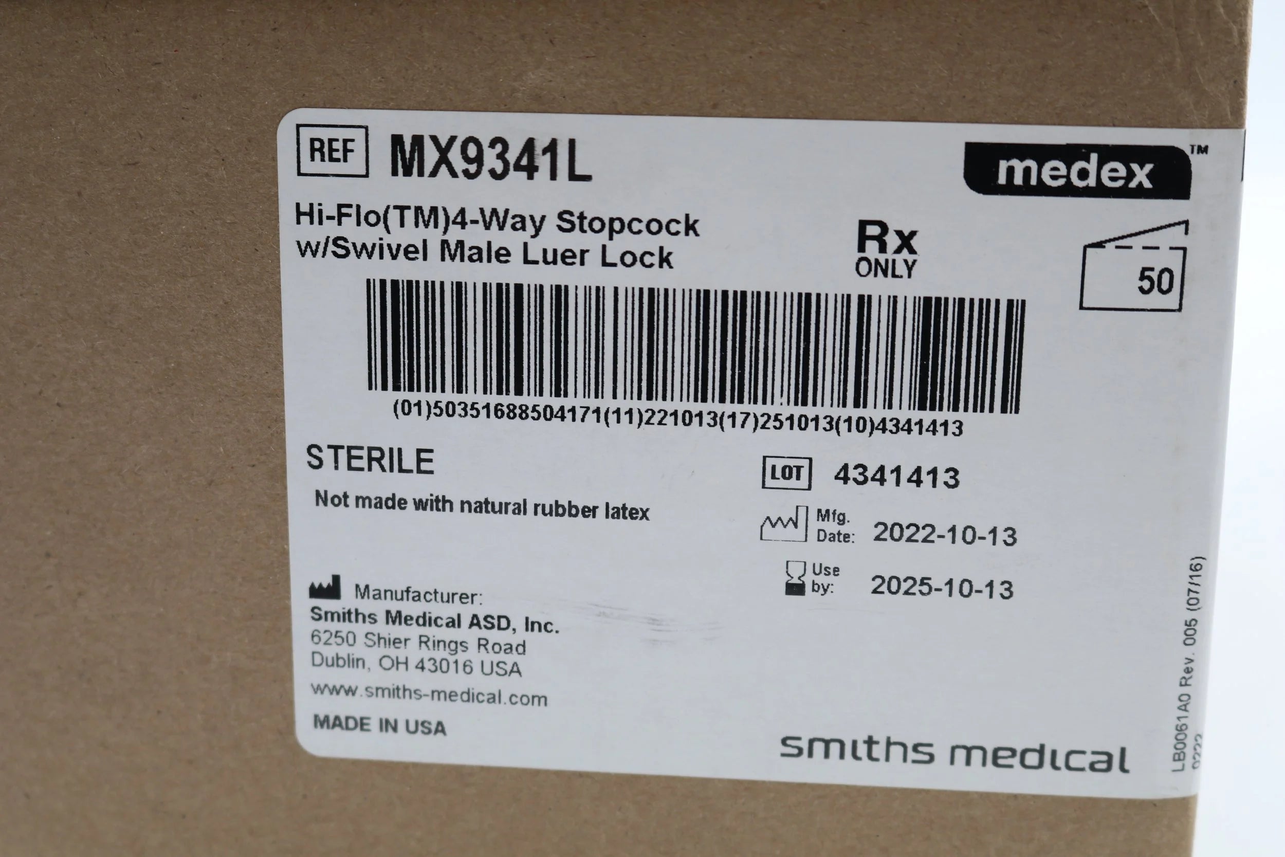 Medex Supply | MX9341L | Hi-Flo 4-way Stopcock with Swivel Male Luer Lock