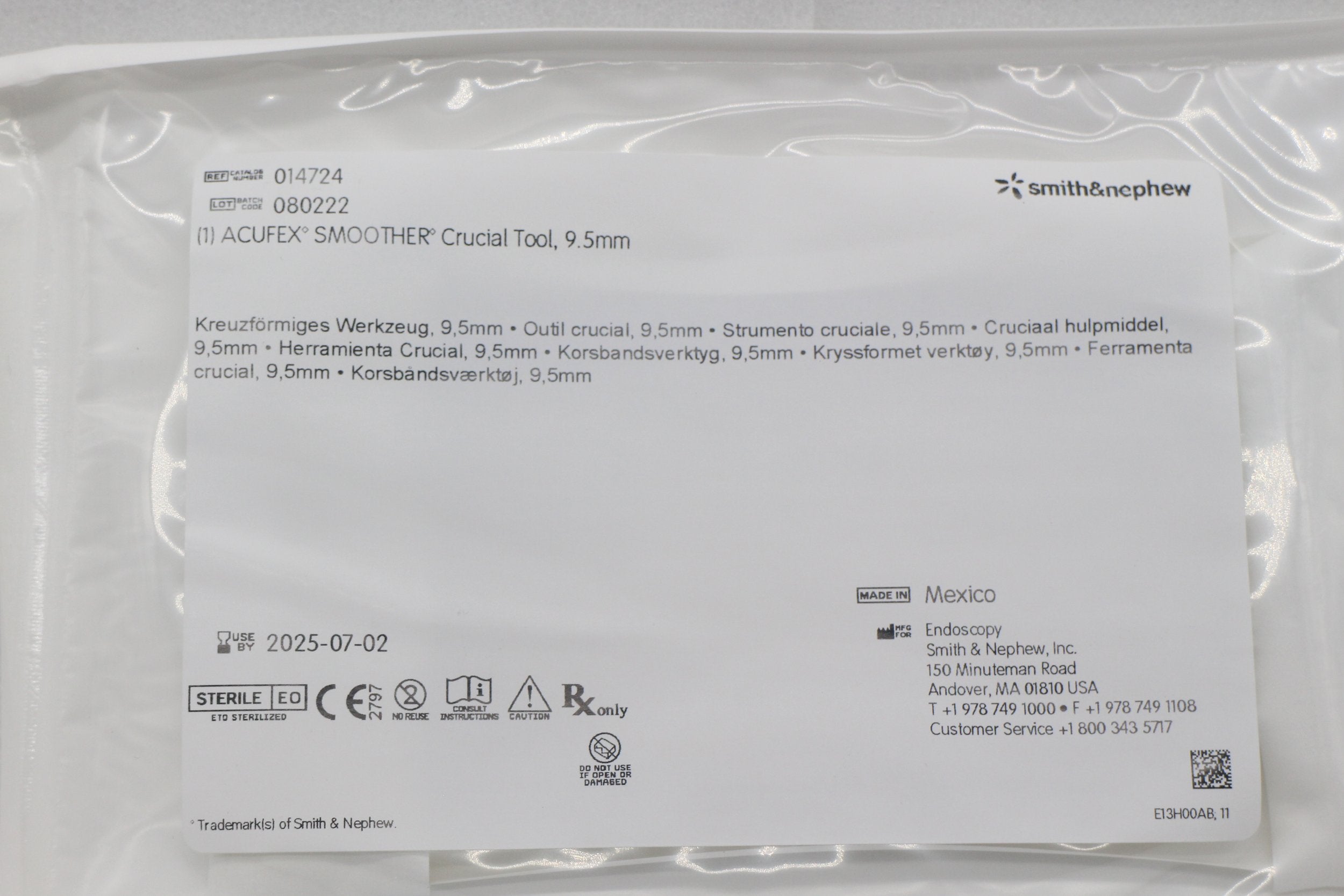 Smith & Nephew | 014724 | Acufex Smoother Crucial Tool 9.5mm