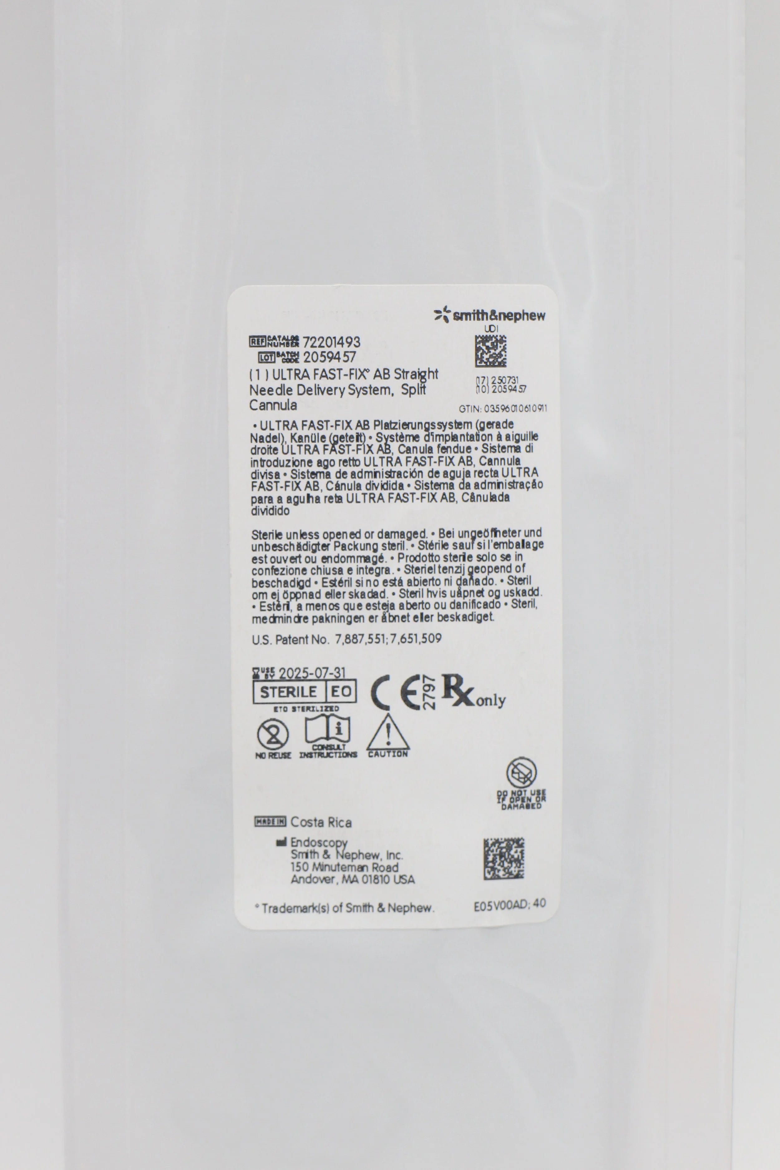 Smith & Nephew | 72201493 | Split Cannula ULTRA FAST-FIX AB Straight Needle Delivery System