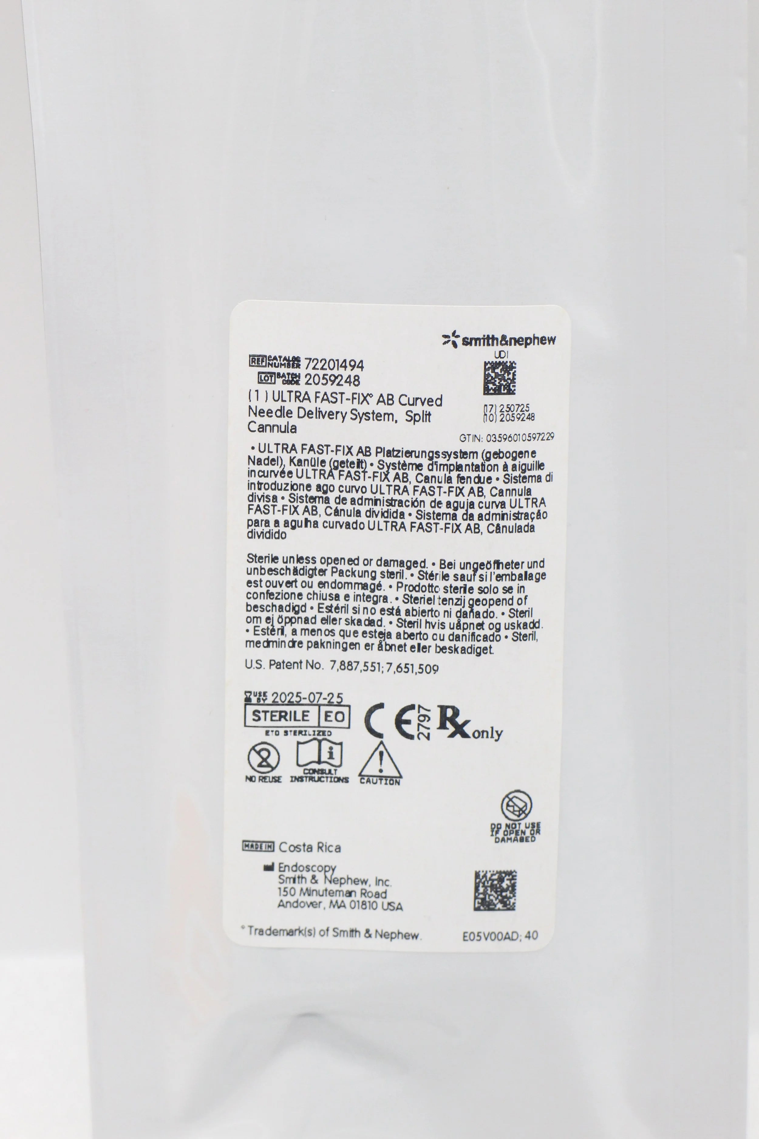 Smith & Nephew | 72201494 | Split Cannula ULTRA FAST-FIX AB Curved Needle Delivery System