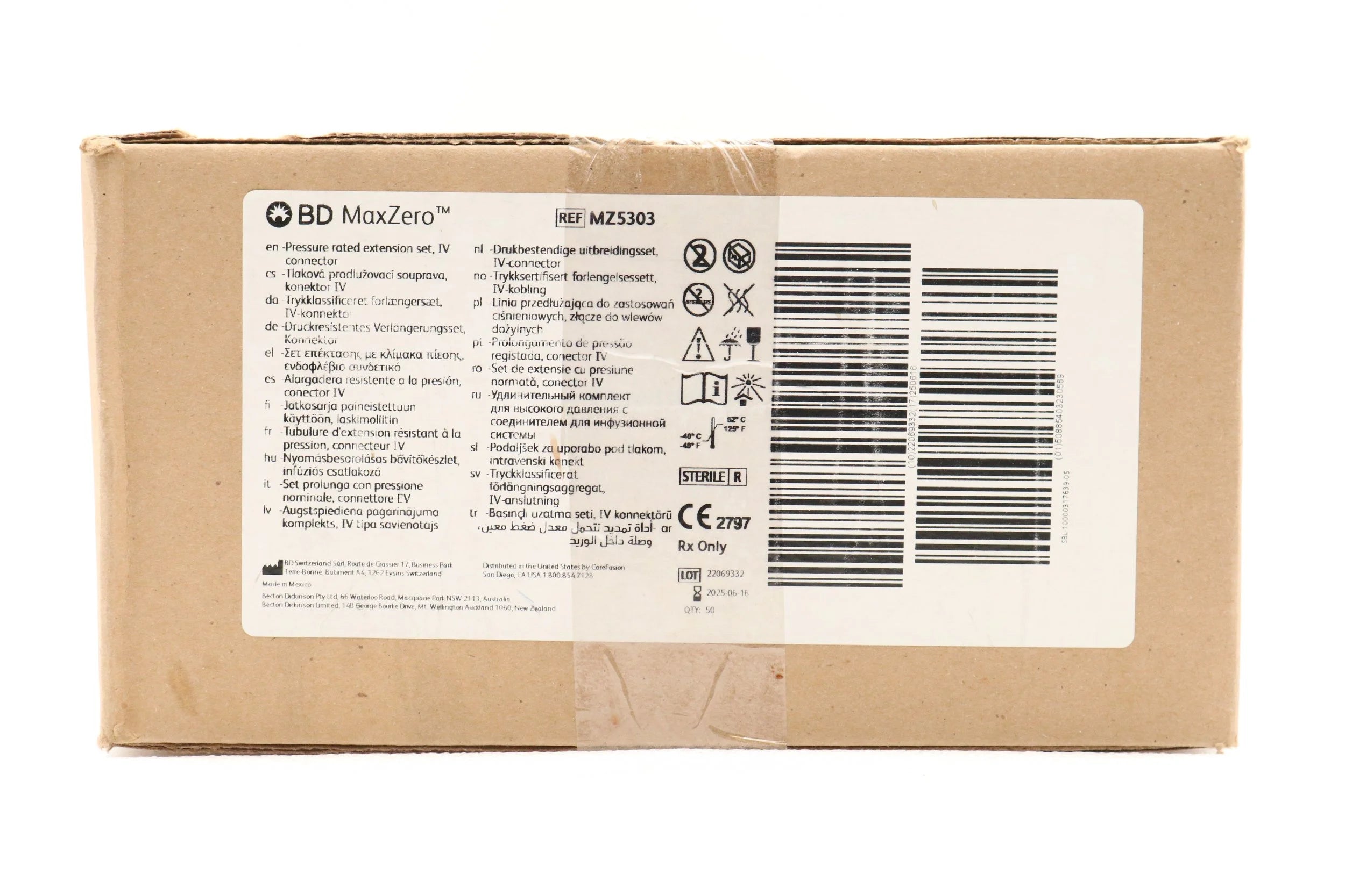 BD | MZ5303 | Extension Sets with MaxZero Needleless Connector - MaxZero Standard Bore Pressure-Rated IV