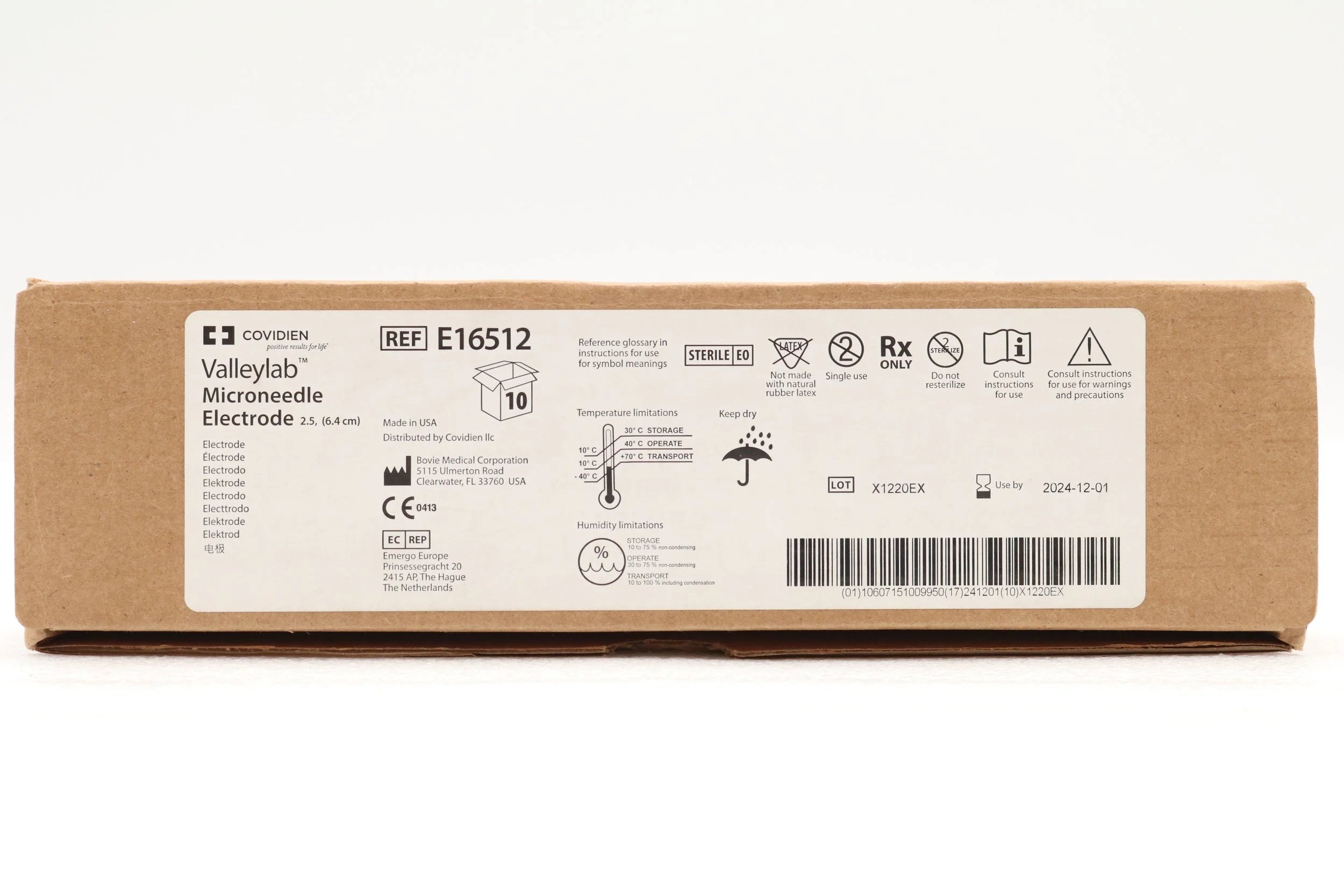 Covidien | E16512 | Straight Micro-Needle Electrode, 2 cm Size, Tungsten Wire, Single-Use, Sterile, For Use with Valleylab Electrosurgery System