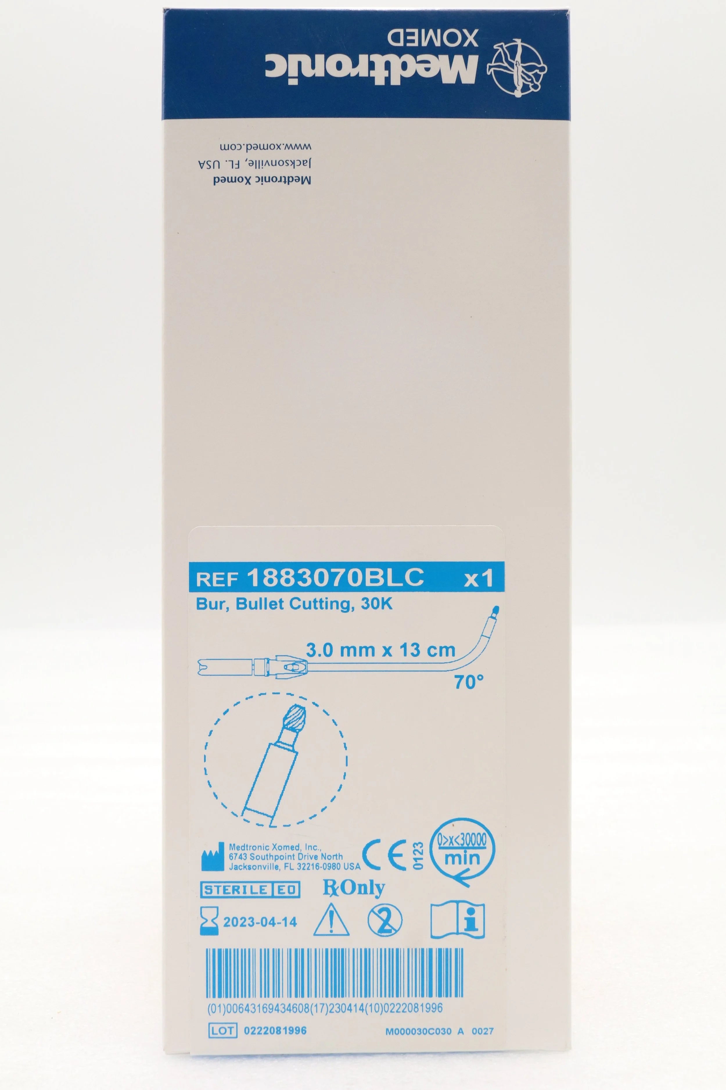Medtronic | 1883070BLC | Bur, Bullet Diamond, 30K 3.0mm x 13cm 70°