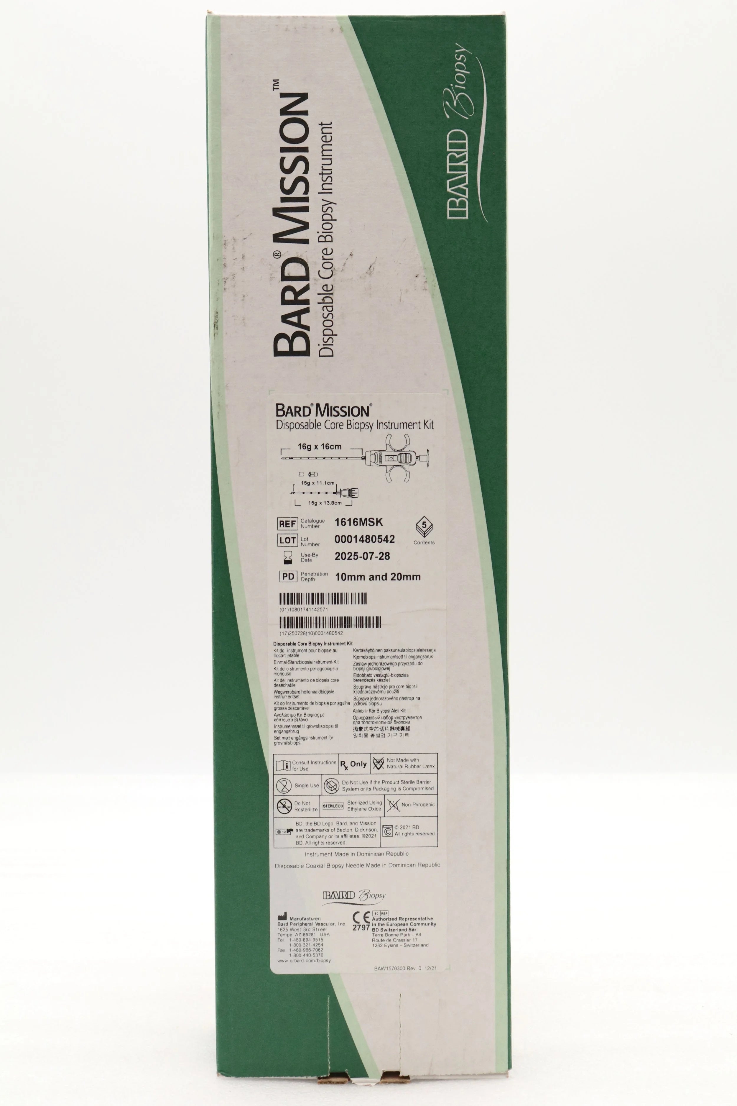 Bard | 1616MSK | Mission Disposable Core Biopsy Kit 16G x 16cm