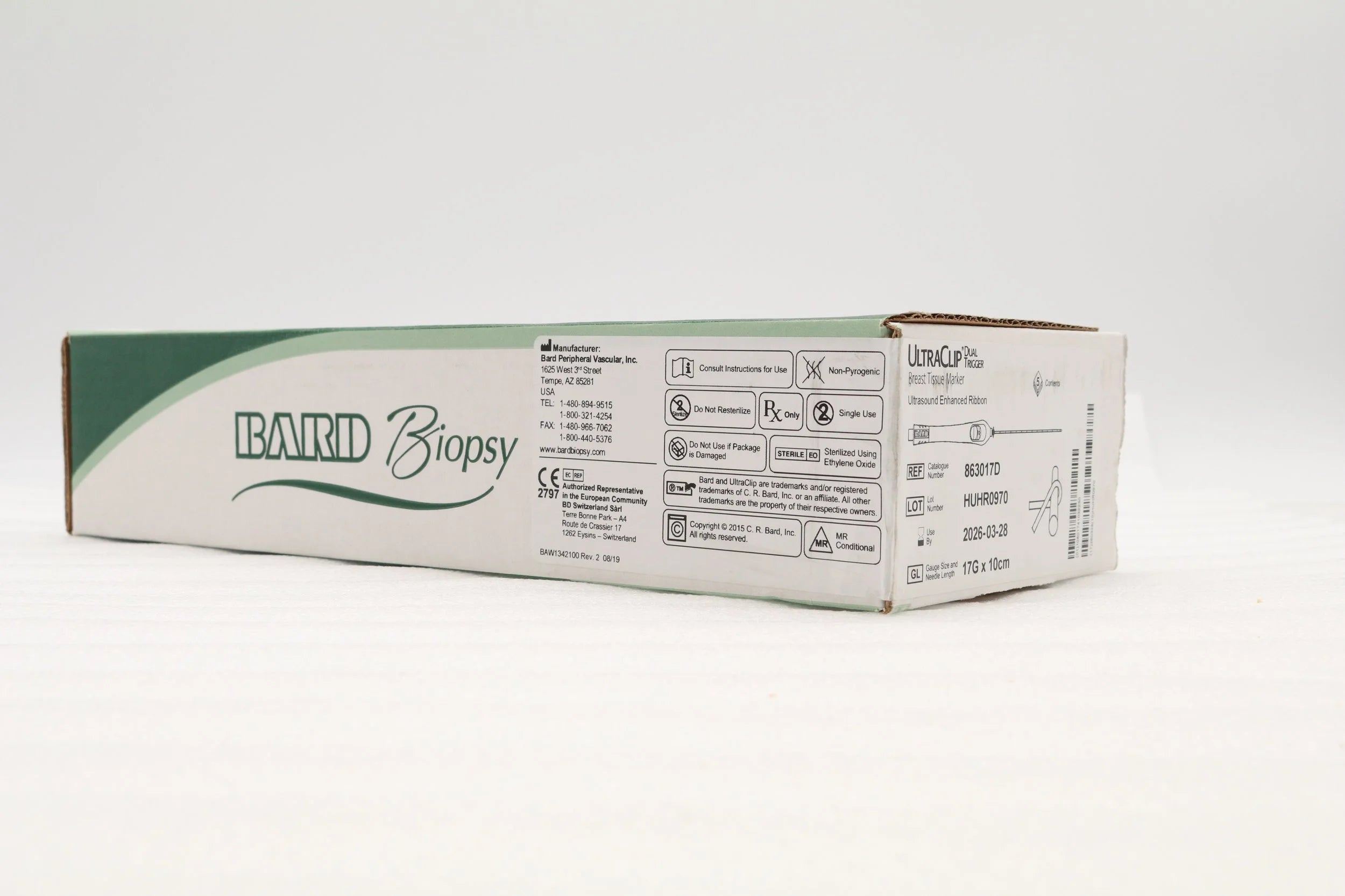 Bard | 863017D | UltraClip Dual Trigger Breast Tissue Markers, Titanium, 17G x 10cm