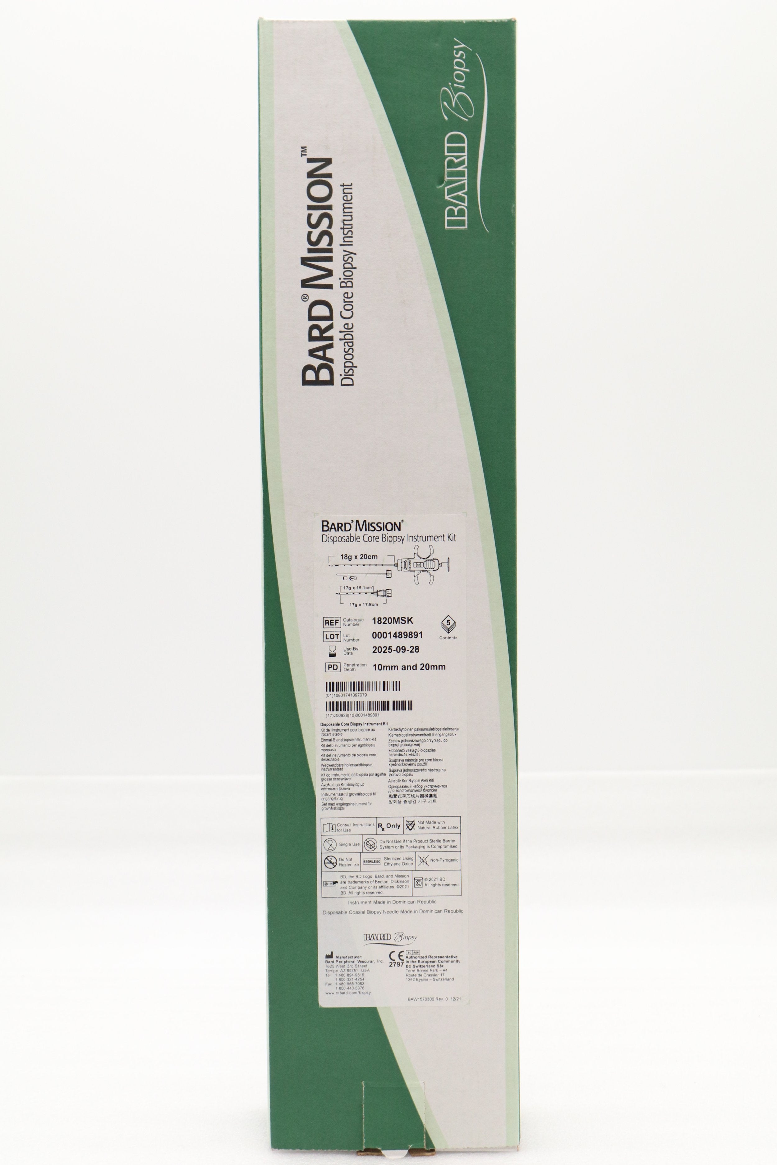 Bard | 1820MSK | Mission Disposable Core Biopsy Kit 18G x 20cm