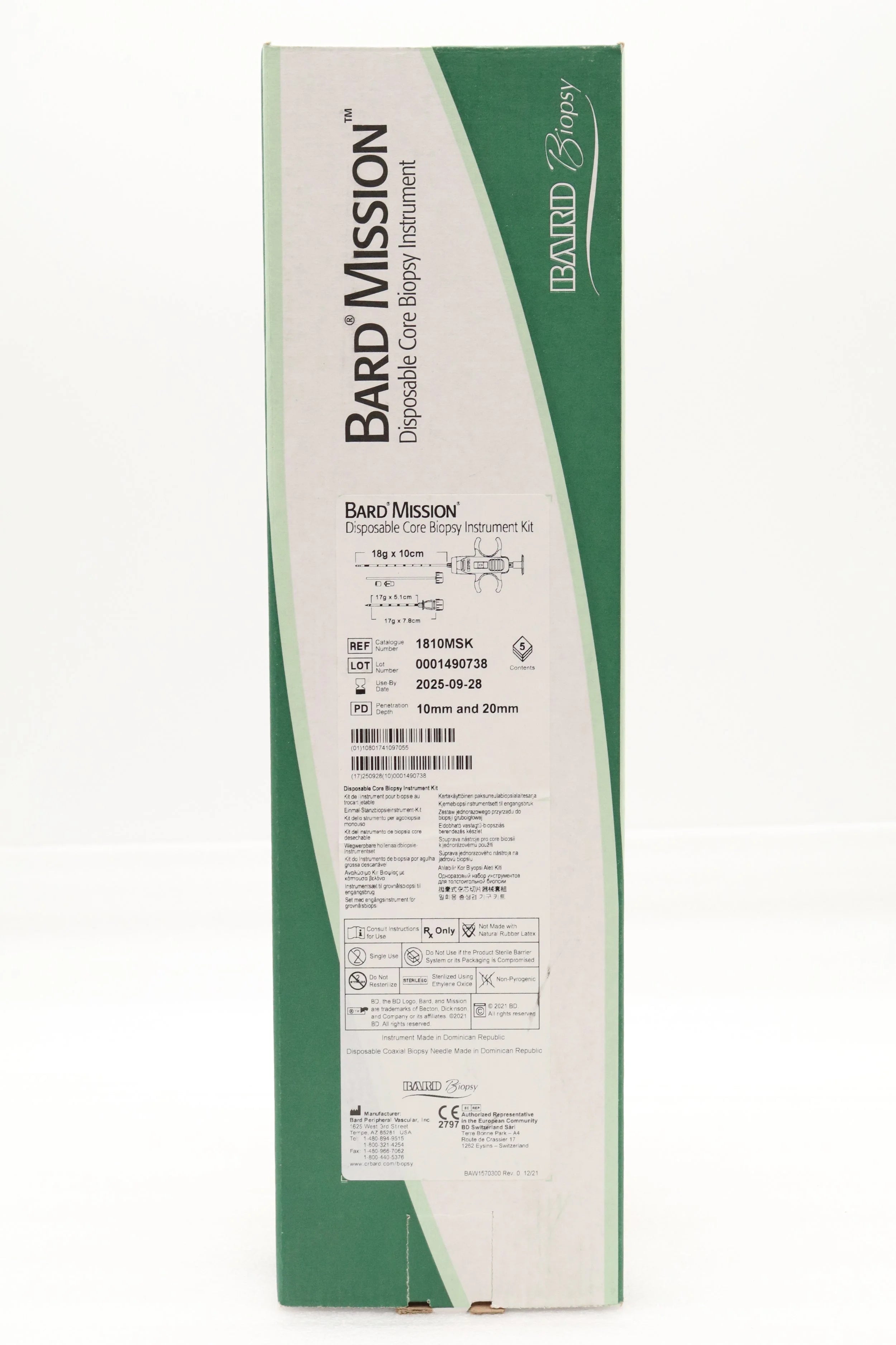 Bard | 1810MSK | Mission Disposable Core Biopsy Kit 18G x 10cm