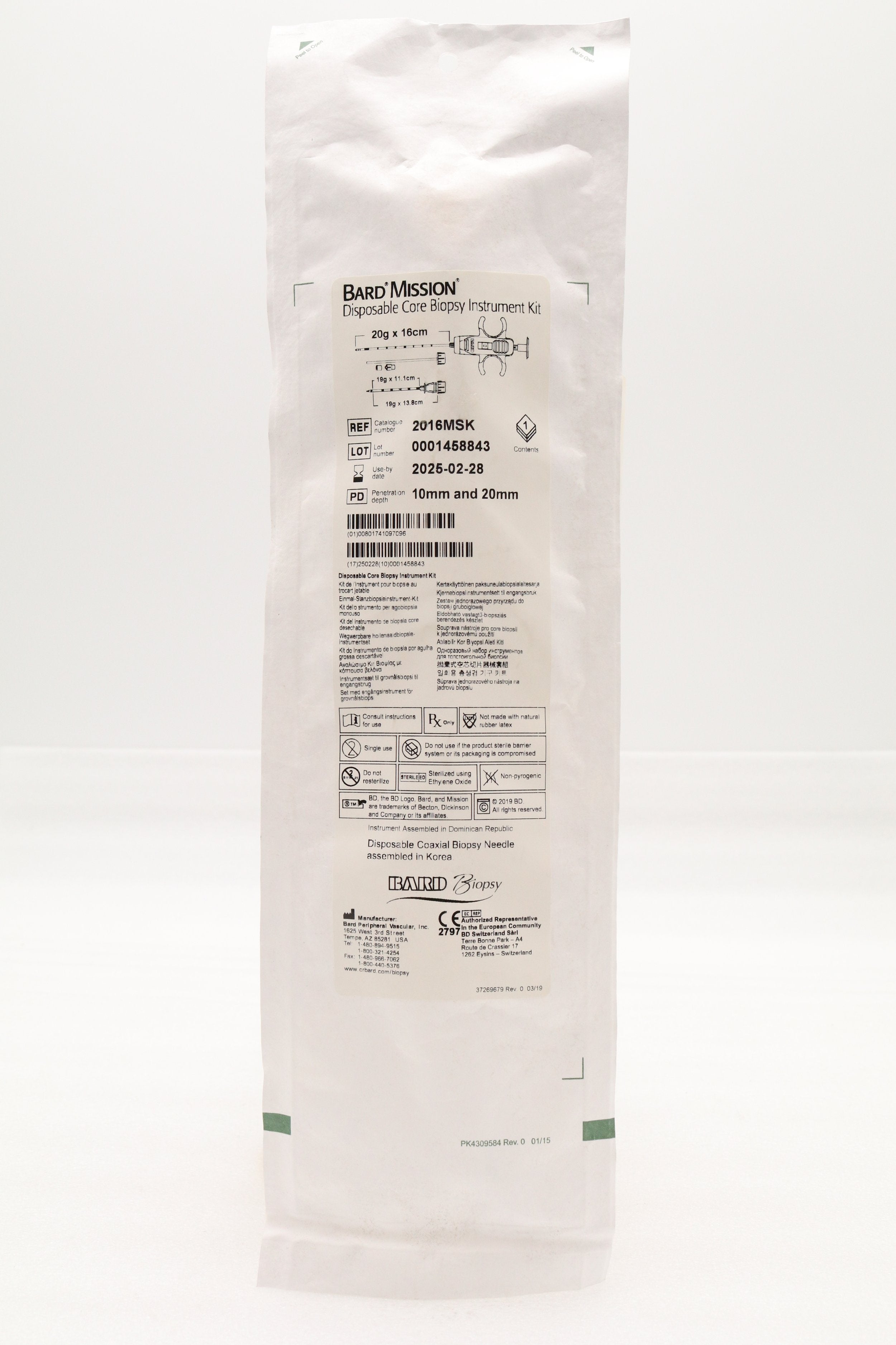 Bard | 2016MSK | Disposable Core Biopsy Kit 20G x 16cm