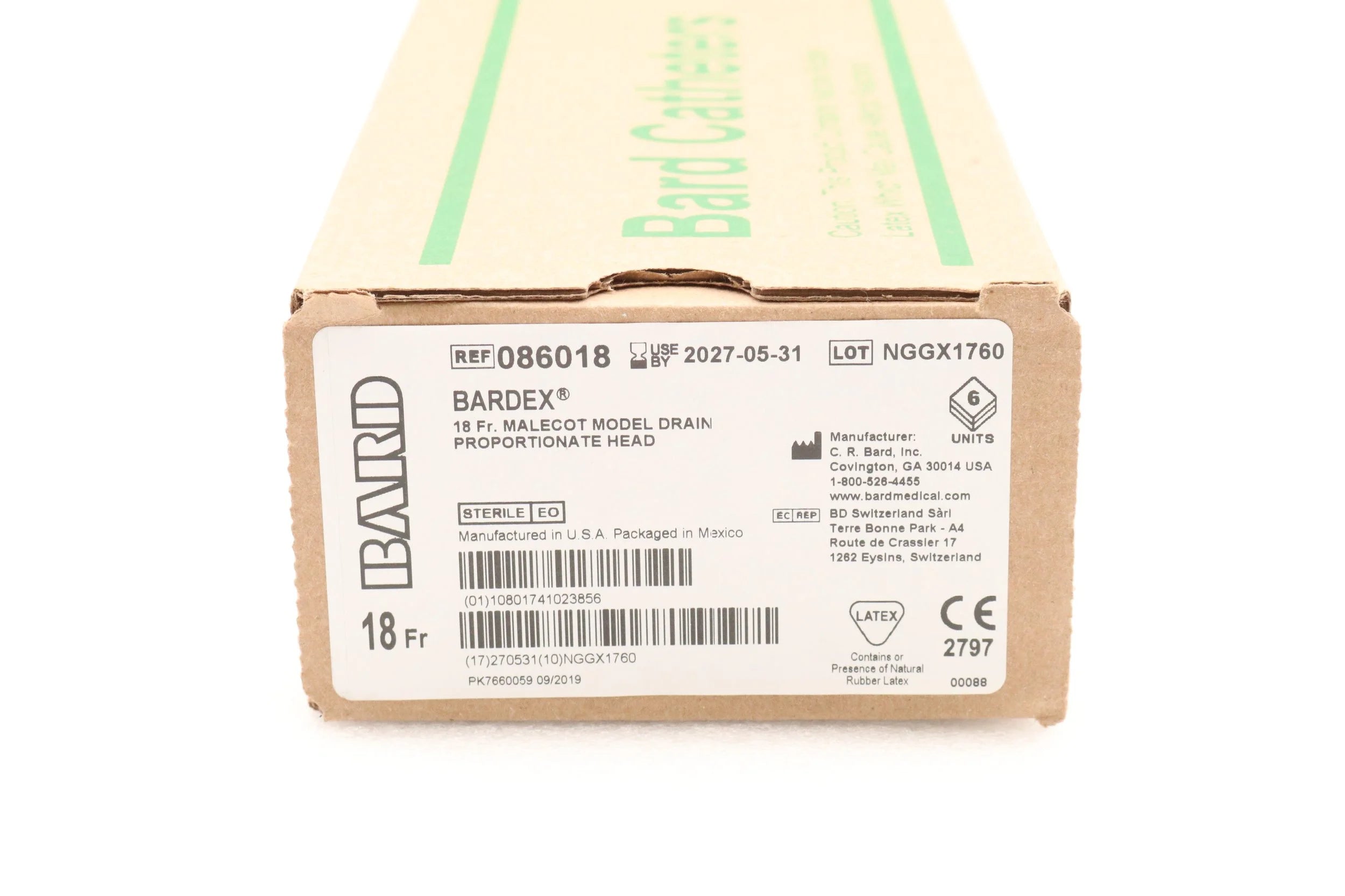 Bard | 086018 | Malecot Latex Nephrostomy Drainage Catheter, 4-Wing, 18 Fr