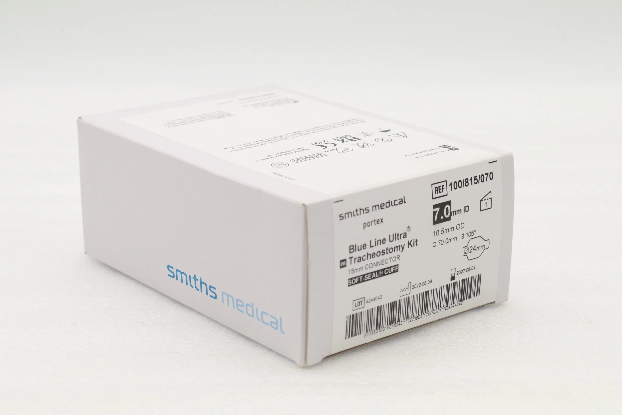 Smiths Medical | 100/815/070 | Portex Blue Line Ultra cuffed Tracheostomy Tube 7.0 mm