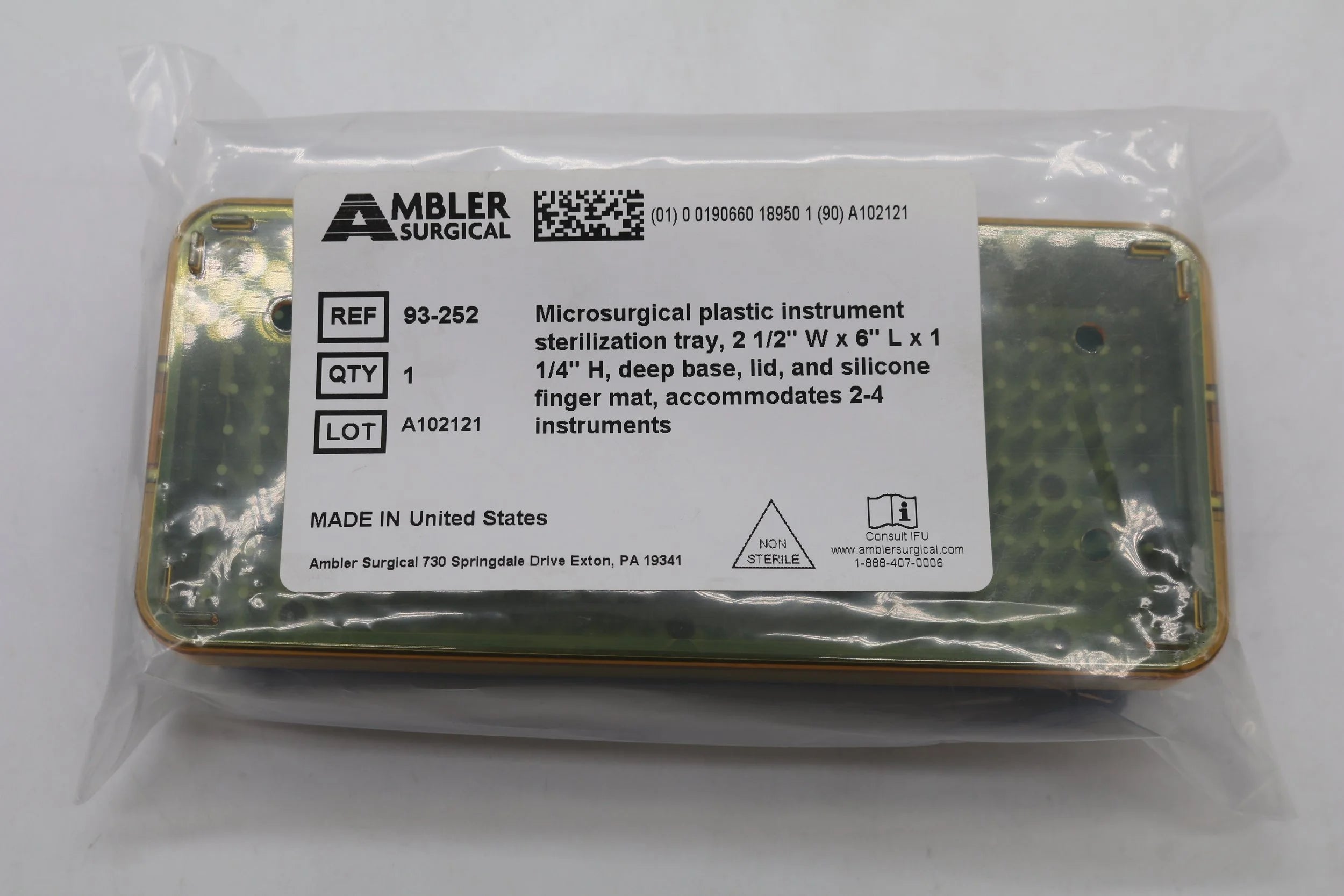 Ambler Surgical | 93-252 | Microsurgical Plastic Instrument Sterilization Tray