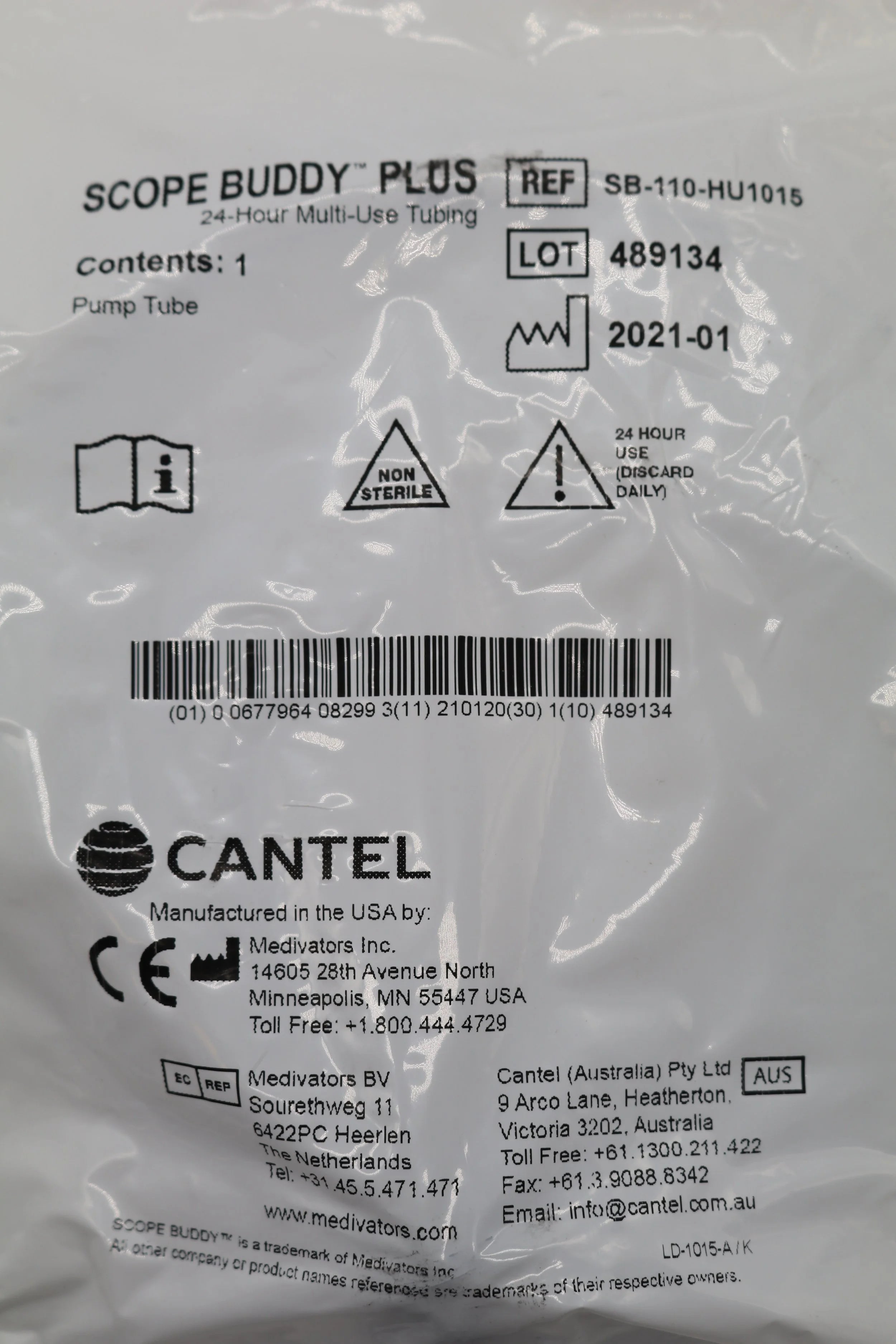 Steris Cantel Medivators | SB-110-HU1015 | 24‑hour multi-use pump tubing for Scope Buddy Plus endoscope flushing aid, non-sterile—discard daily.