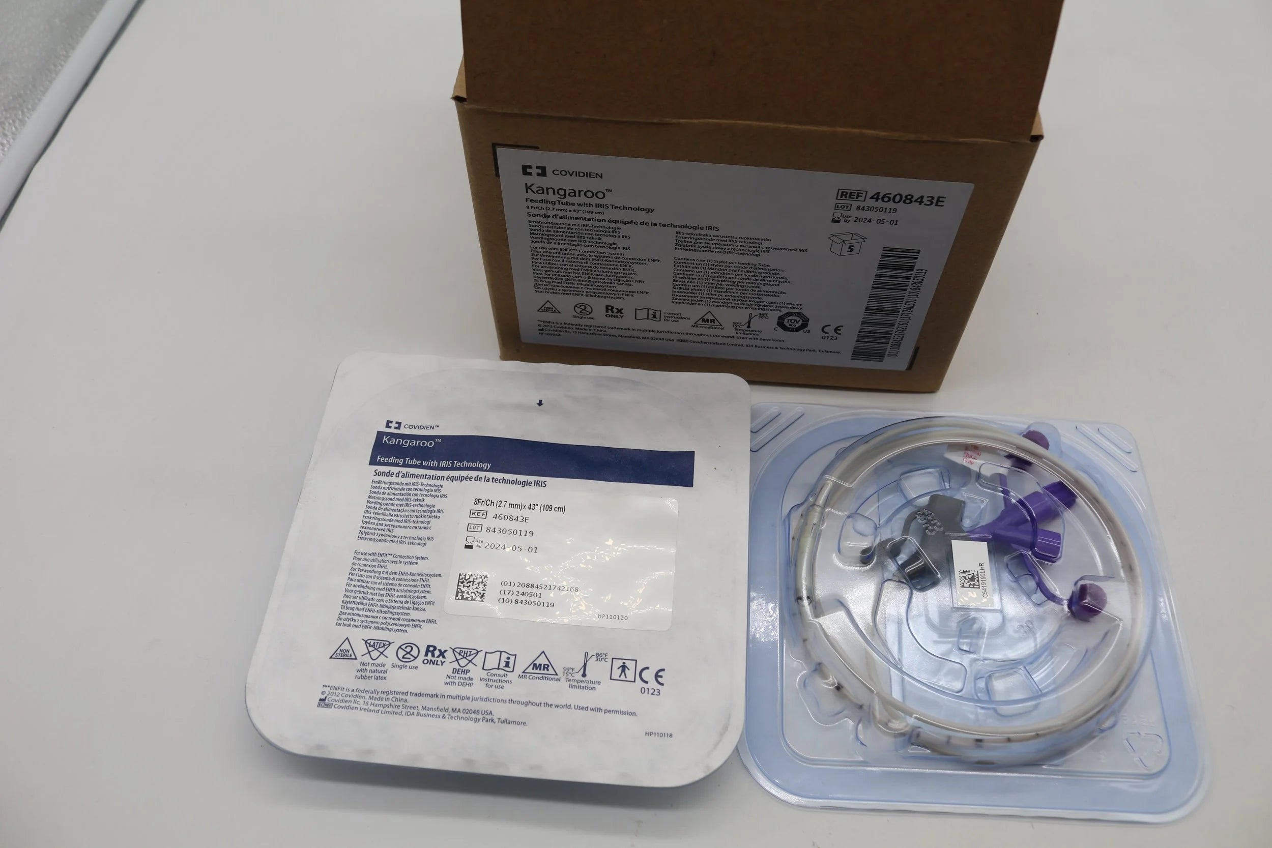 Covidien | 460843E | Kangaroo Feeding Tube with IRIS Technology 8Fr/Ch (2.7mm) x 43”(109cm)
